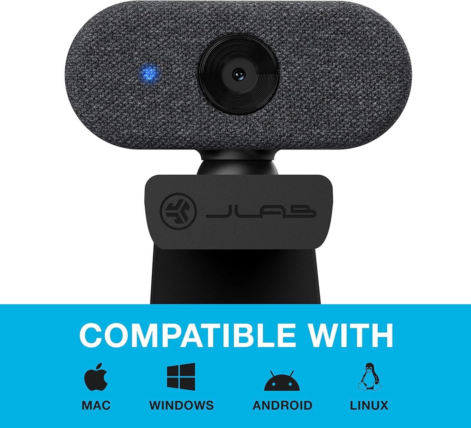 imageJLab Go Cam USB HD Webcam White 1080P30 FPS 21 Megapixels Minimalist Portable Setup OmniDirectional Microphone Compatible with PC Mac and ChromebookBlack
