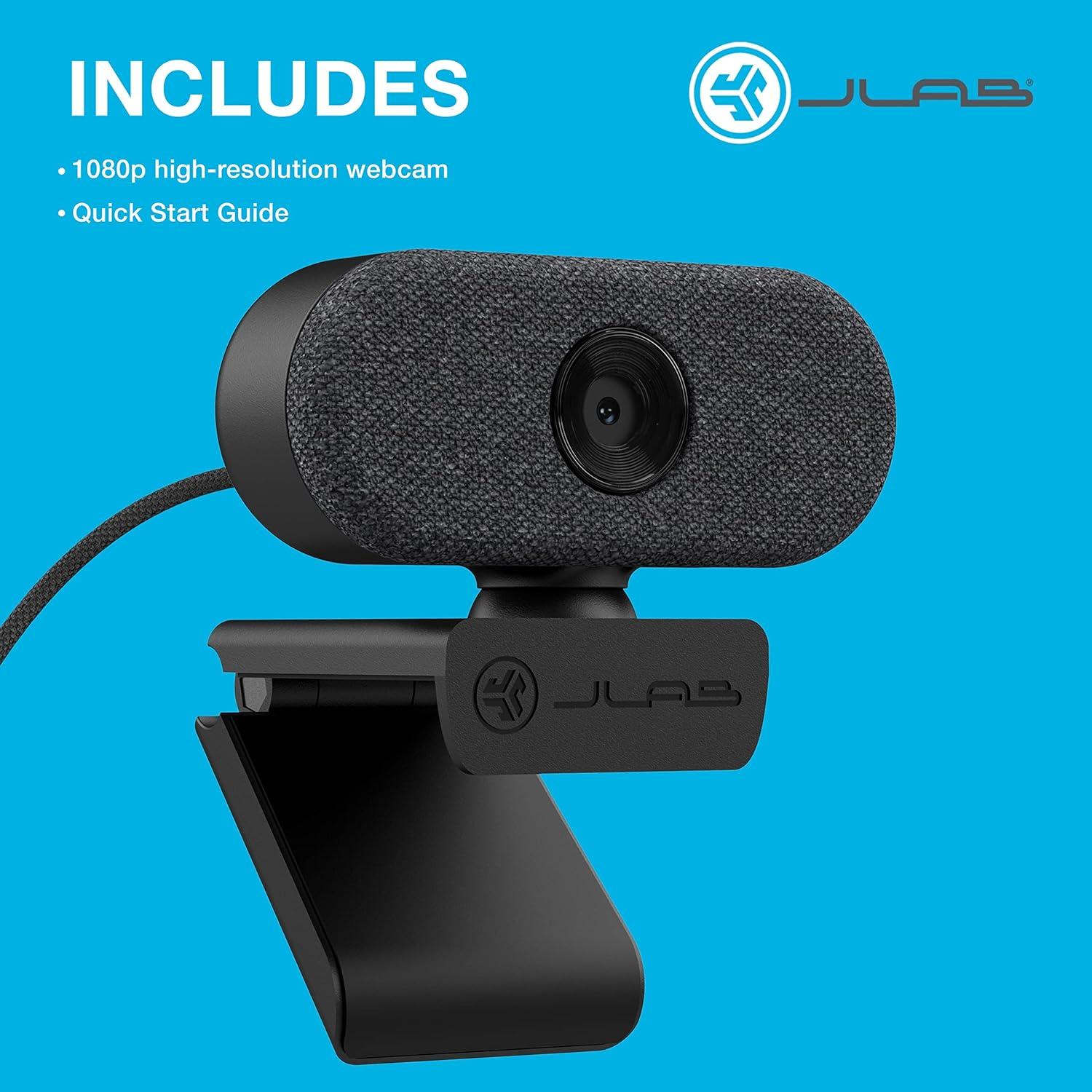imageJLab Go Cam USB HD Webcam White 1080P30 FPS 21 Megapixels Minimalist Portable Setup OmniDirectional Microphone Compatible with PC Mac and ChromebookBlack