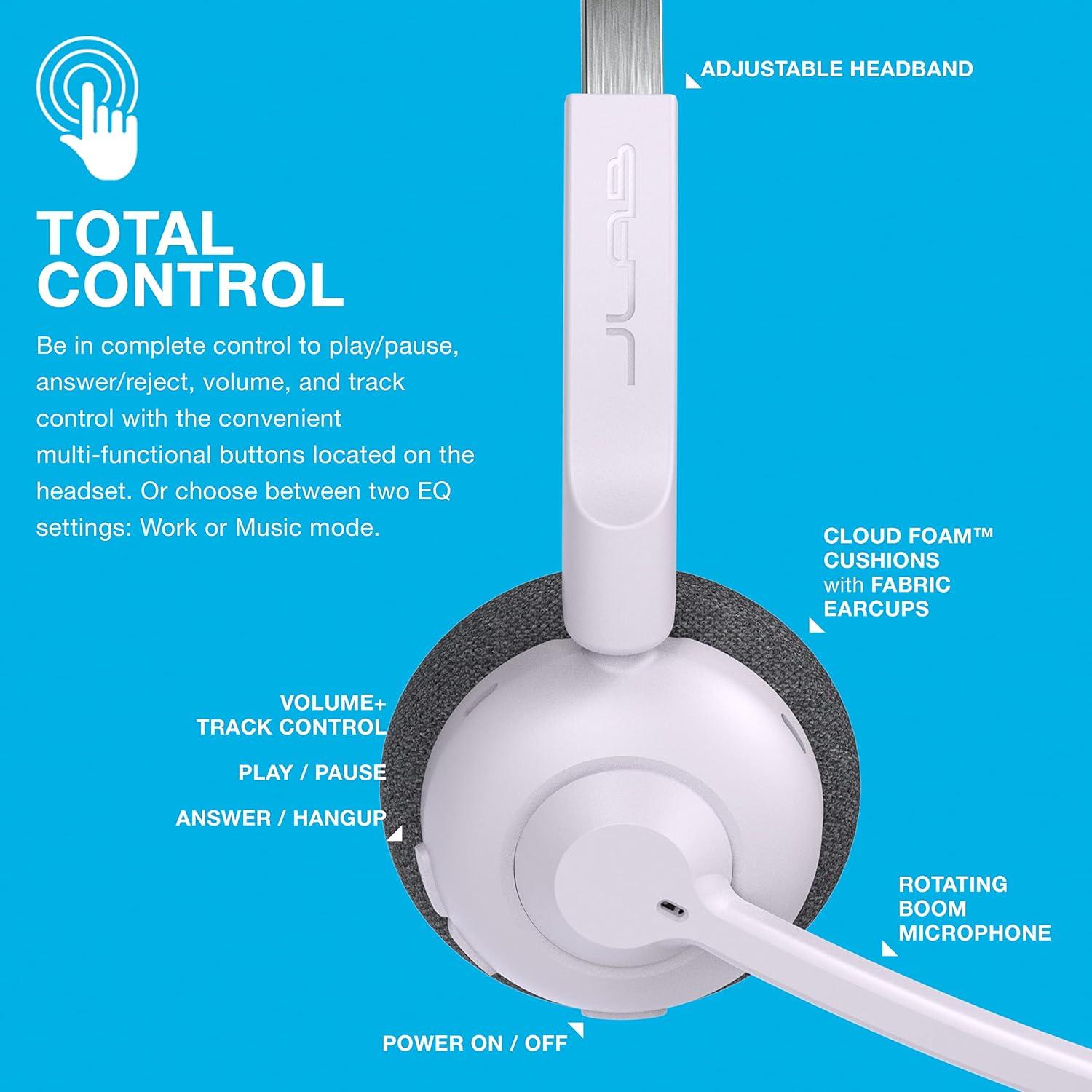 imageJLab Go Work Pop OnEar Wireless Headset Black 50 Hours Playtime Bluetooth Multipoint Rotating Boom Mic Noise Canceling MEMS Microphone LightWeight Portable PCMac Mobile 1 PackLilac