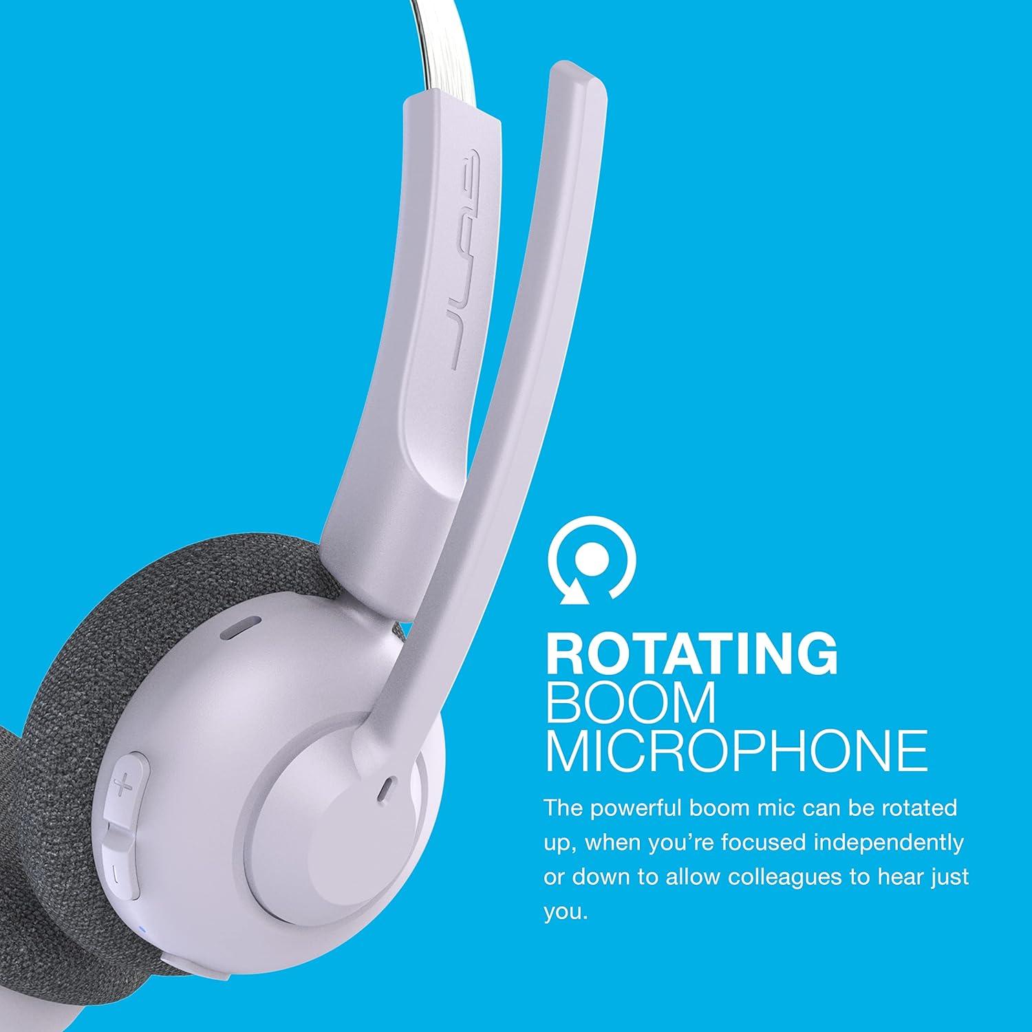 imageJLab Go Work Pop OnEar Wireless Headset Black 50 Hours Playtime Bluetooth Multipoint Rotating Boom Mic Noise Canceling MEMS Microphone LightWeight Portable PCMac Mobile 1 PackLilac