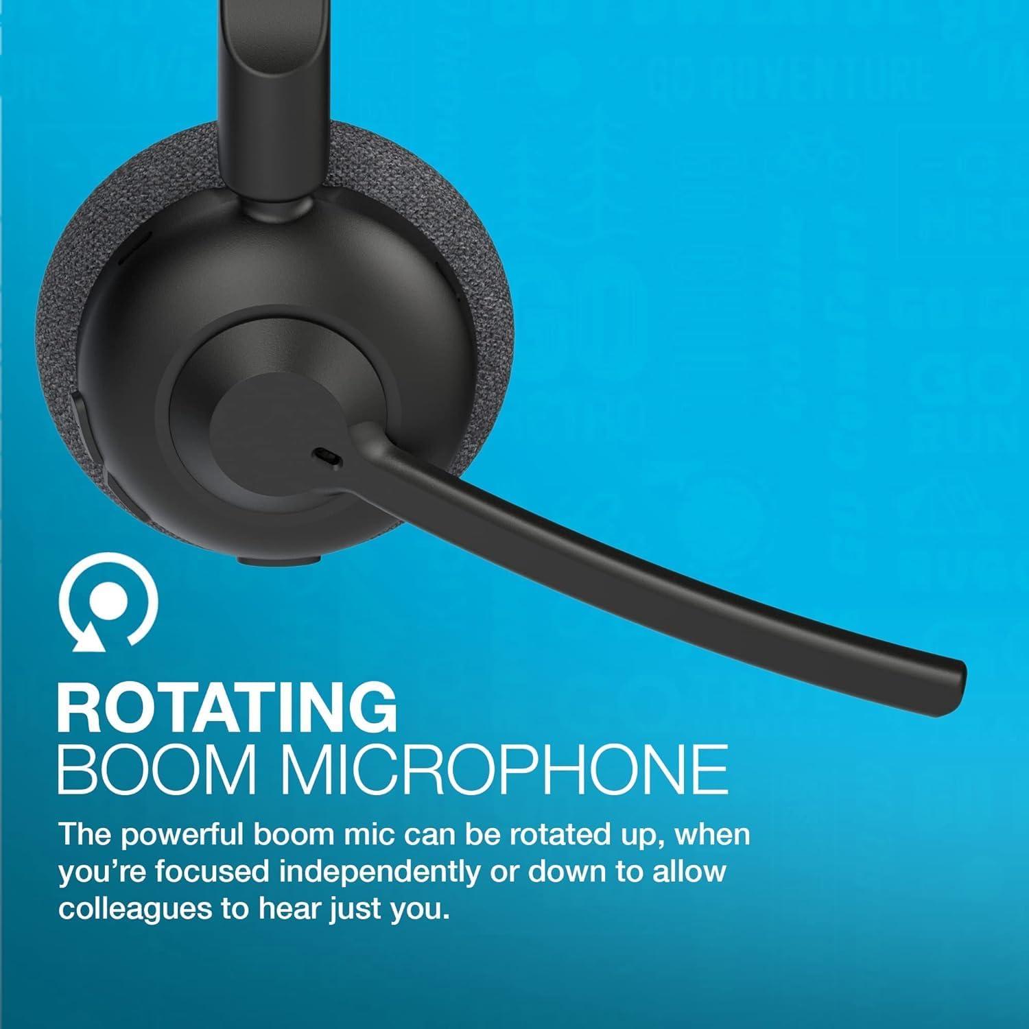 imageJLab Go Work Pop OnEar Wireless Headset Black 50 Hours Playtime Bluetooth Multipoint Rotating Boom Mic Noise Canceling MEMS Microphone LightWeight Portable PCMac Mobile 1 PackBlack