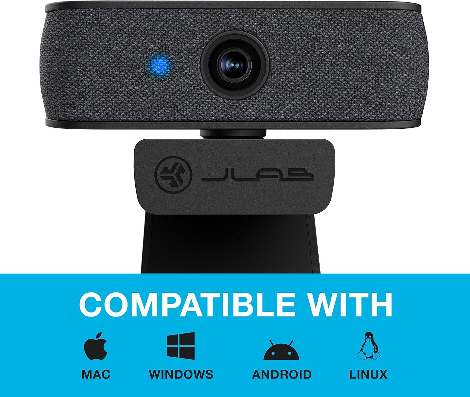 imageJLab JBuds Cam USB HD Webcam Black with Optional White Faceplate 1080P30 FPS 21 Megapixels AutoFocus Dual OmniDirectional Microphones Compatible with PC Mac and Chromebook