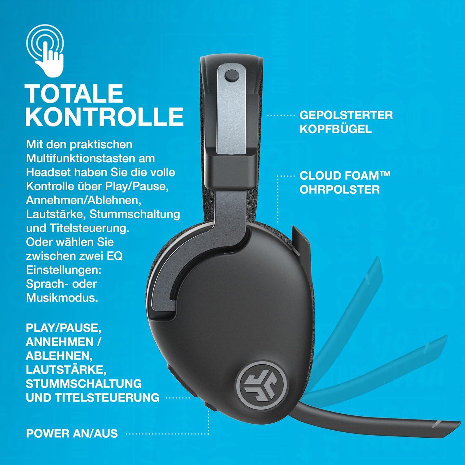 imageJLab JBuds Work Wireless Headset with Microphone Over Ear Computer Headsets Wired or Wireless Headphones with 60 Playtime Multipoint Bluetooth Headset for Laptop Teams Office with Mic 1 Pack1 Pack