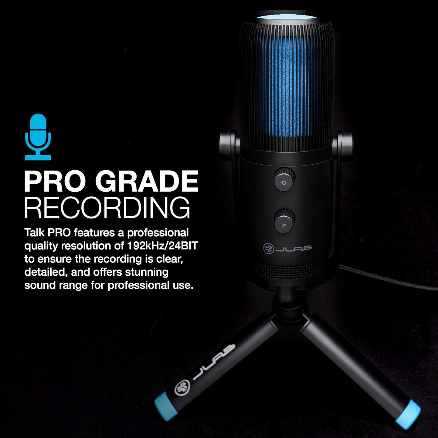 imageJLab Talk Pro USB Microphone USBC Output Cardioid Omnidirectional Stereo Bidirectional 192k Sample Rate 20Hz20kHz Frequency Response Volume Gain Control Quick Mute Plug ampamp Play