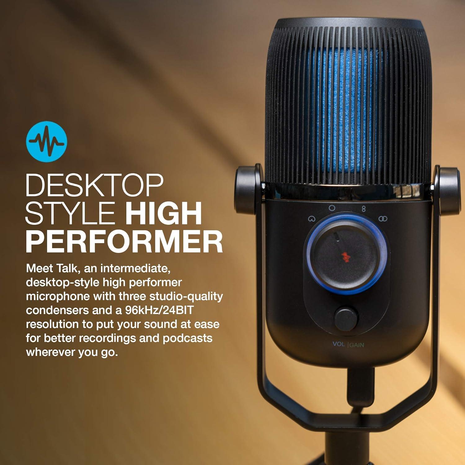 imageJLab Talk USB Microphone USBC Output Cardioid Omnidirectional Stereo or Bidirectional 96k Sample Rate 20Hz 20kHz Frequency Response Volume Gain Control Quick Mute Plug ampamp Play