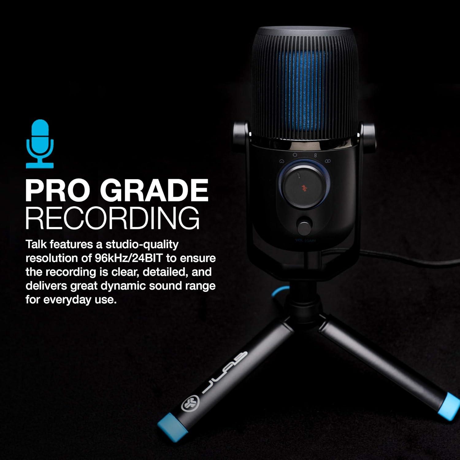 imageJLab Talk USB Microphone USBC Output Cardioid Omnidirectional Stereo or Bidirectional 96k Sample Rate 20Hz 20kHz Frequency Response Volume Gain Control Quick Mute Plug ampamp Play