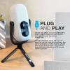 imageJLab JBuds Talk USB Gaming Streaming Microphone White USBC Output Cardioid Omni Stereo BiDirectional 96k Sample Rate Volume Control Gain Control and Quick Mute 35mm AUX Plug and PlayWhite