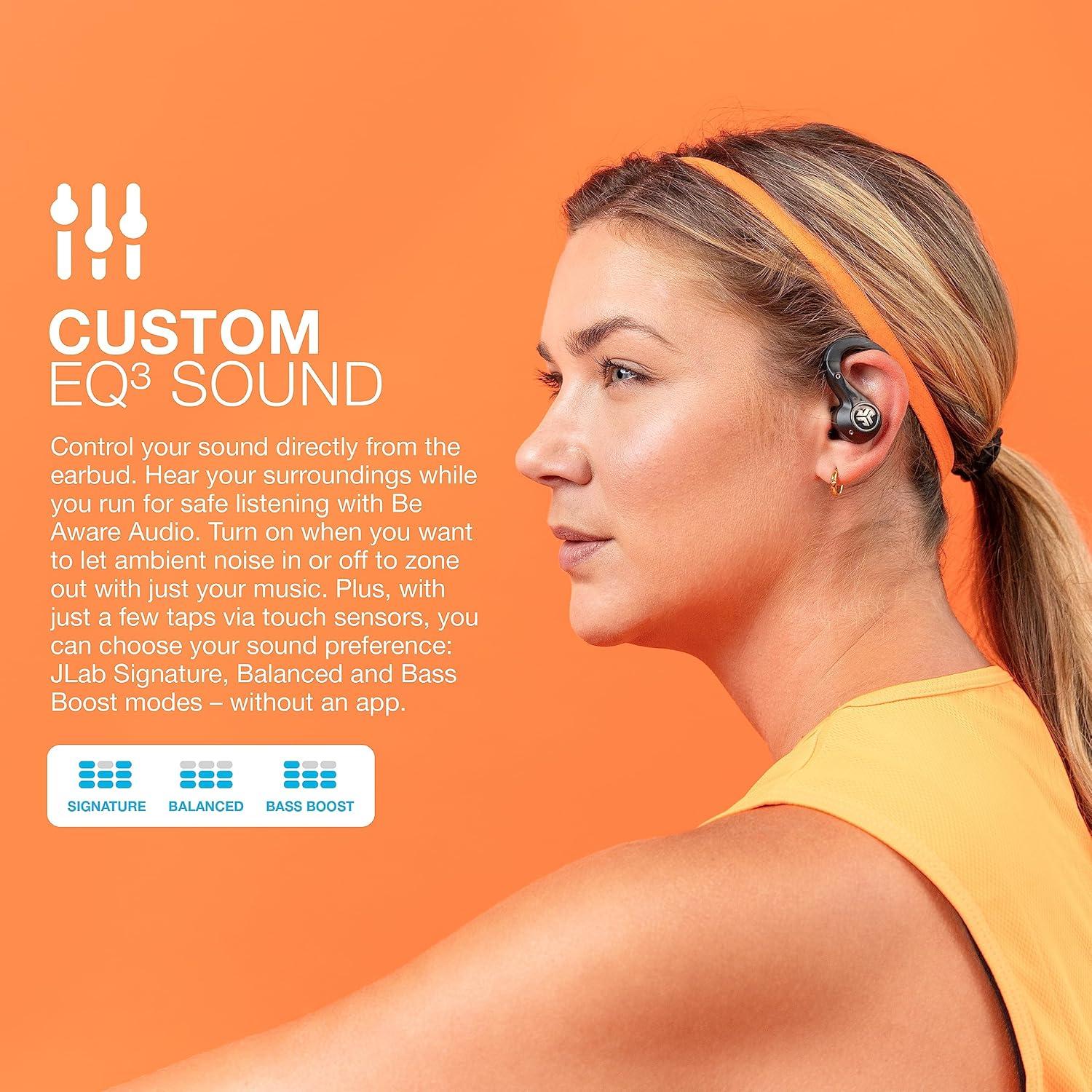 imageJLab Epic Air Sport ANC 3 True Wireless Bluetooth Earbuds for Active Workout Hybrid Dual Drivers for Premium Sound HiRes Audio Spatial Audio AAC Sweatproof 12 Hours Playtime Google Fast PairBlack