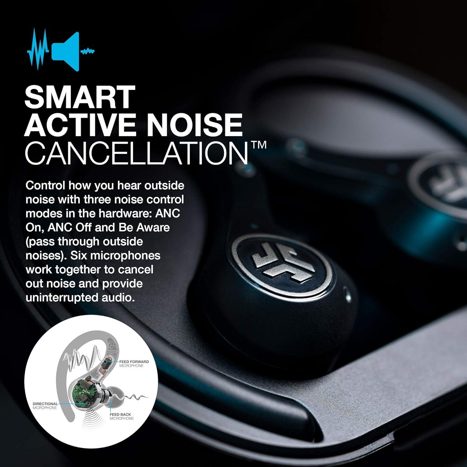 imageJLab Epic Air Sport ANC 3 True Wireless Bluetooth Earbuds for Active Workout Hybrid Dual Drivers for Premium Sound HiRes Audio Spatial Audio AAC Sweatproof 12 Hours Playtime Google Fast PairBlack
