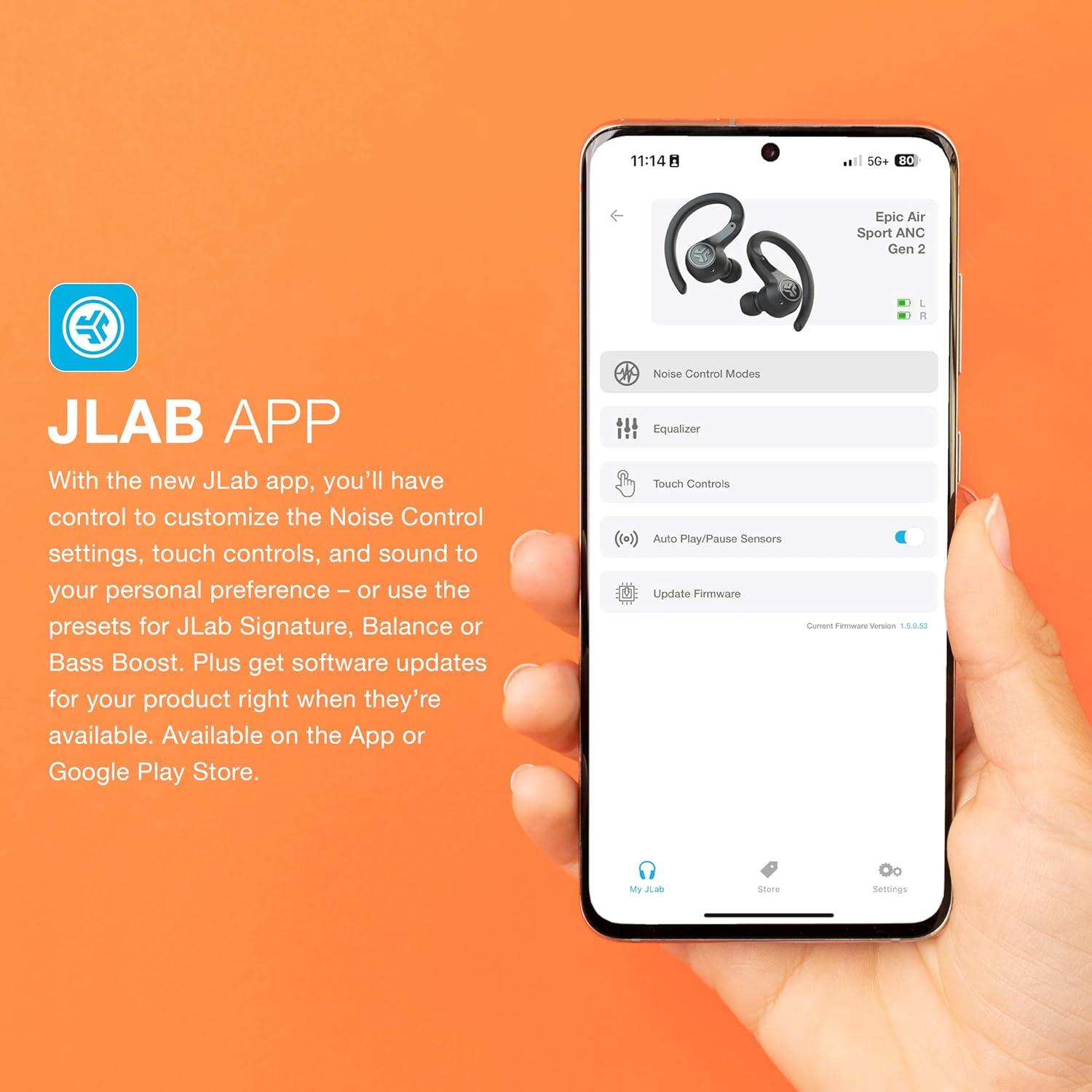 imageJLab Epic Air Sport ANC 3 True Wireless Bluetooth Earbuds for Active Workout Hybrid Dual Drivers for Premium Sound HiRes Audio Spatial Audio AAC Sweatproof 12 Hours Playtime Google Fast PairBlack
