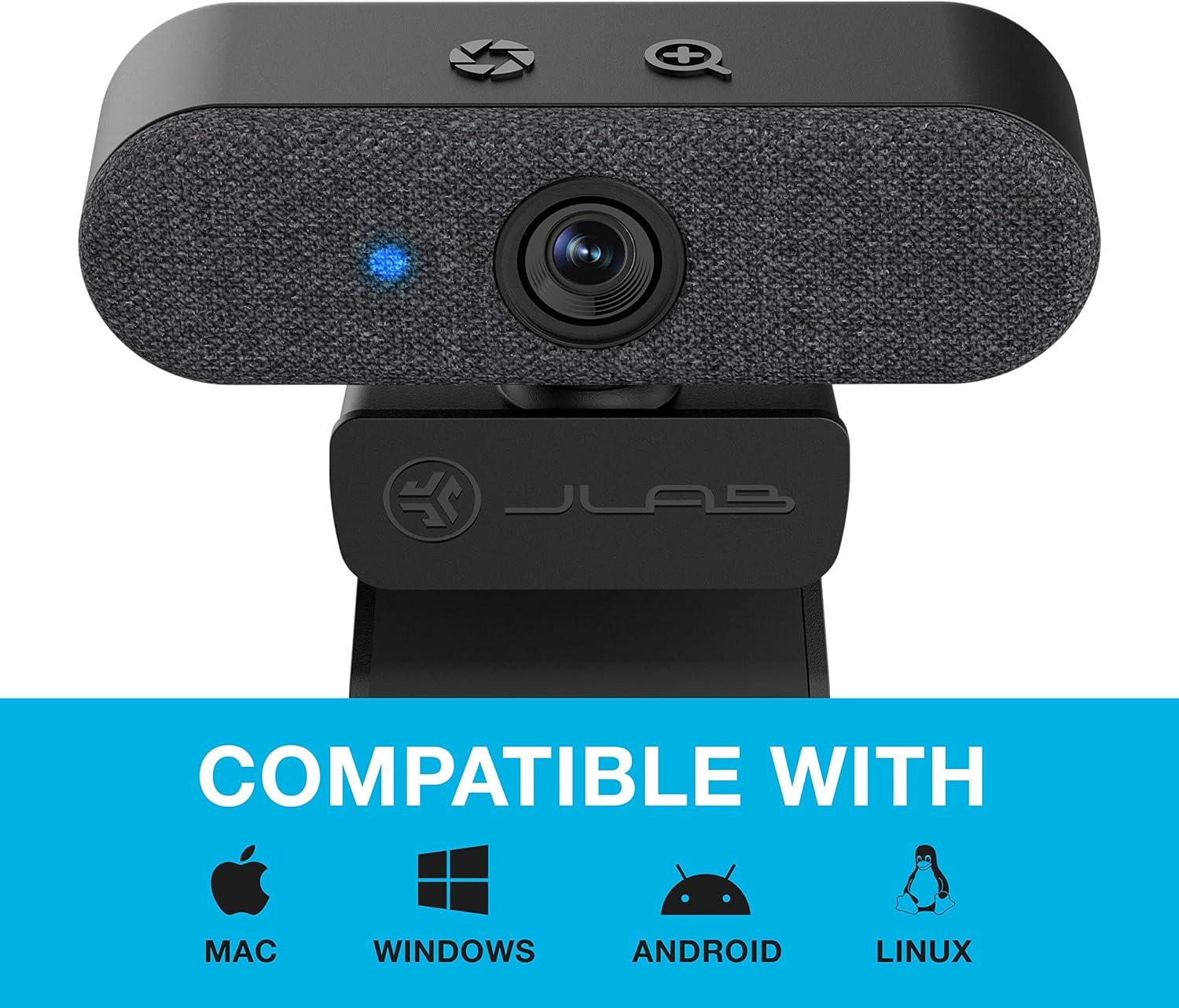 imageJLab Epic Cam USB HD Webcam Black with Optional White Face Plate Full 2k30 FPS 5 Megapixels AutoFocus Dual OmniDirectional Microphones Adjustable Zoom and Exposure Levels