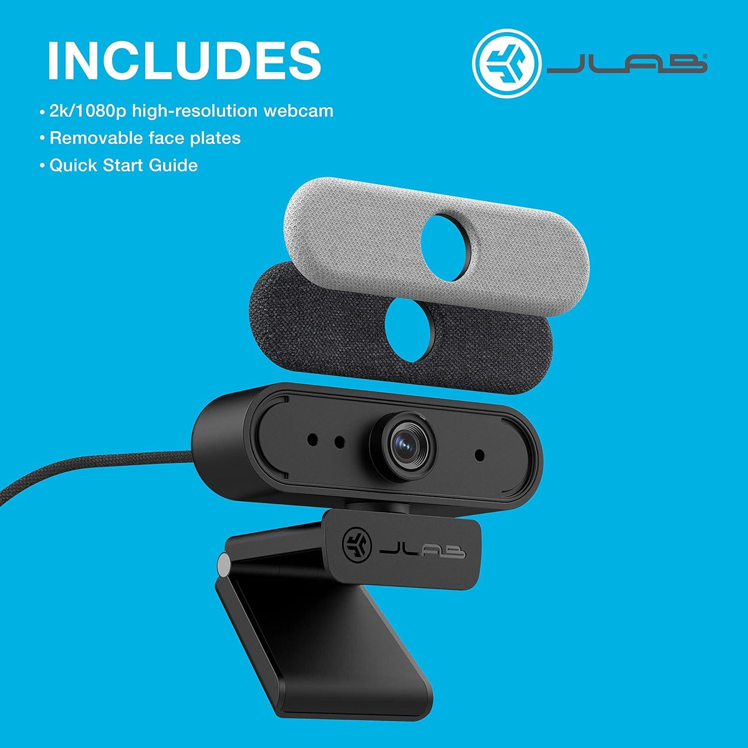 imageJLab Epic Cam USB HD Webcam Black with Optional White Face Plate Full 2k30 FPS 5 Megapixels AutoFocus Dual OmniDirectional Microphones Adjustable Zoom and Exposure Levels