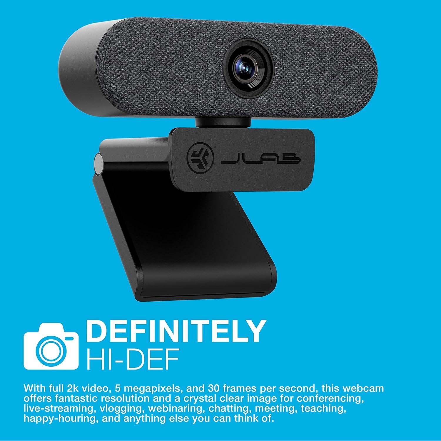 imageJLab Epic Cam USB HD Webcam Black with Optional White Face Plate Full 2k30 FPS 5 Megapixels AutoFocus Dual OmniDirectional Microphones Adjustable Zoom and Exposure Levels