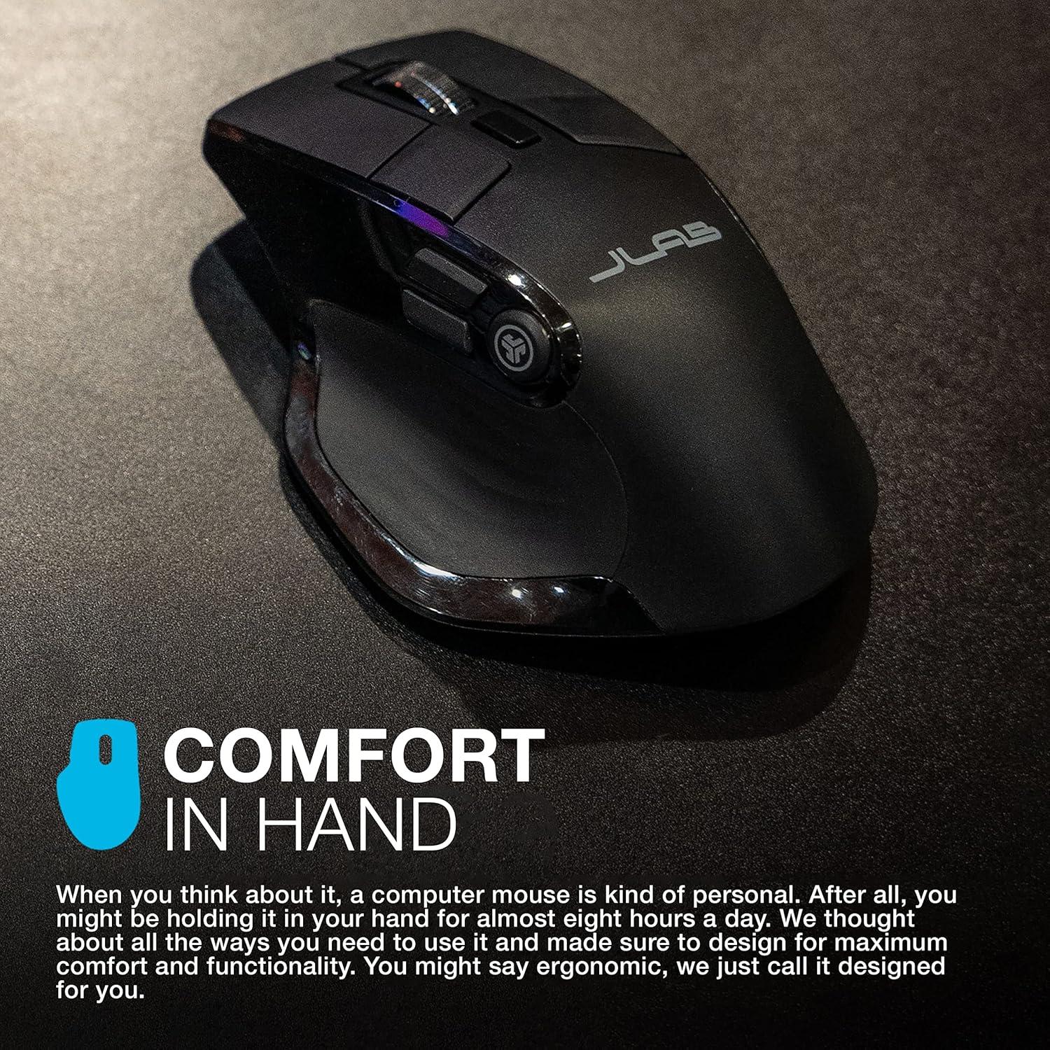 imageJLab Epic Wireless Mouse Connect Via Bluetooth or USB Wireless Dongle MultiDevice Toggle Up to 3 Devices OLED Display Custom User Profiles Adjustable Tracking FullSize 1 Pack1 Pack