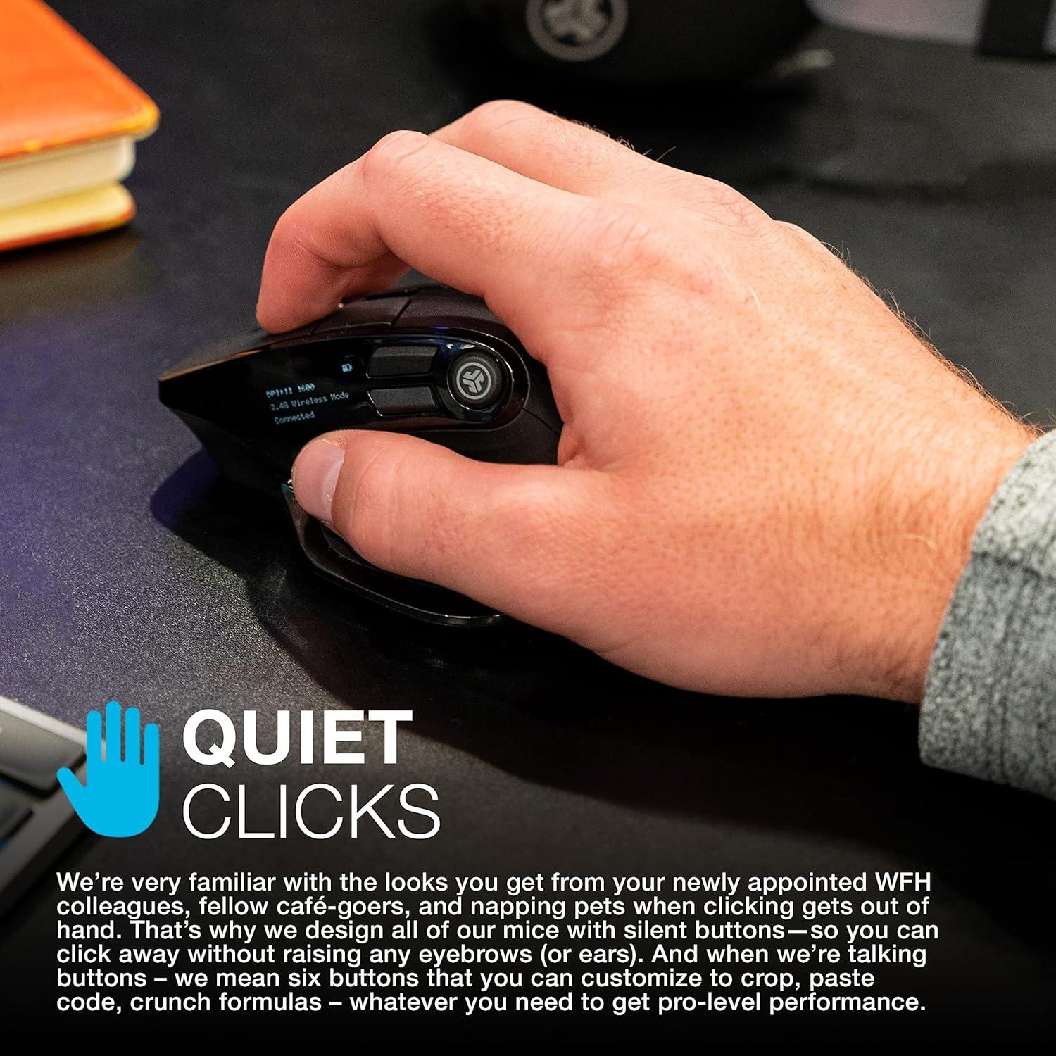 imageJLab Epic Wireless Mouse Connect Via Bluetooth or USB Wireless Dongle MultiDevice Toggle Up to 3 Devices OLED Display Custom User Profiles Adjustable Tracking FullSize 1 Pack1 Pack