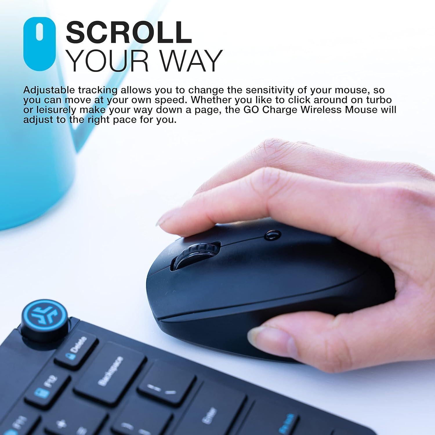 imageJLab GO Charge Wireless Mouse Connect Via Bluetooth or USB Wireless Dongle MultiDevice Toggle Portable UltraCompact and Lightweight for Work on The Go Adjustable Tracking 1 Pack1 Pack