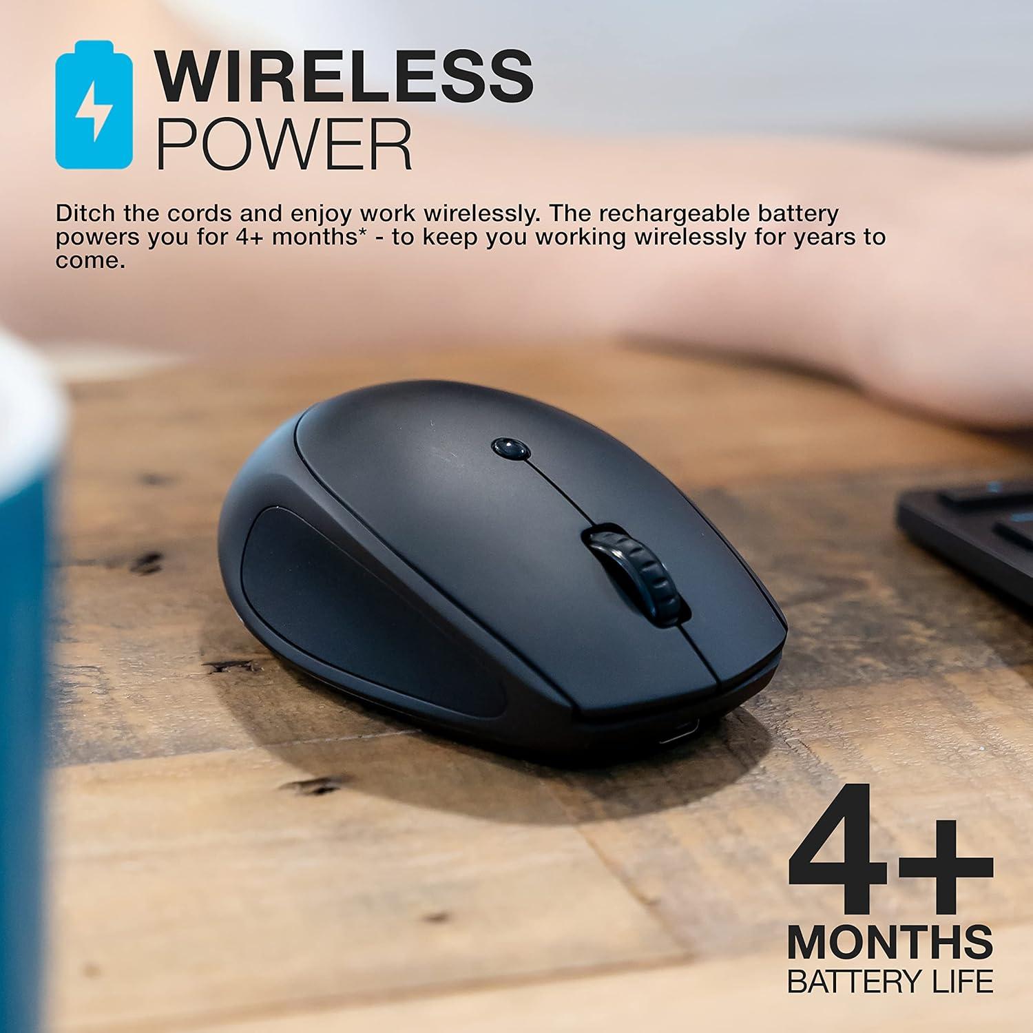 imageJLab GO Charge Wireless Mouse Connect Via Bluetooth or USB Wireless Dongle MultiDevice Toggle Portable UltraCompact and Lightweight for Work on The Go Adjustable Tracking 1 Pack1 Pack