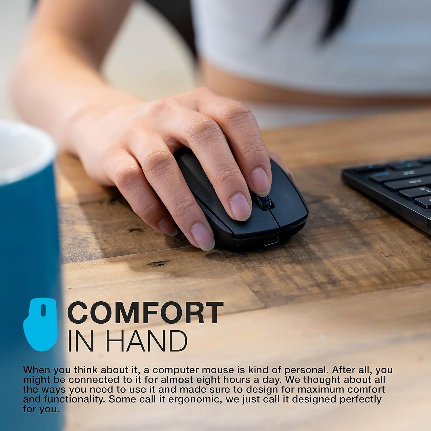 imageJLab GO Charge Wireless Mouse Connect Via Bluetooth or USB Wireless Dongle MultiDevice Toggle Portable UltraCompact and Lightweight for Work on The Go Adjustable Tracking 1 Pack1 Pack
