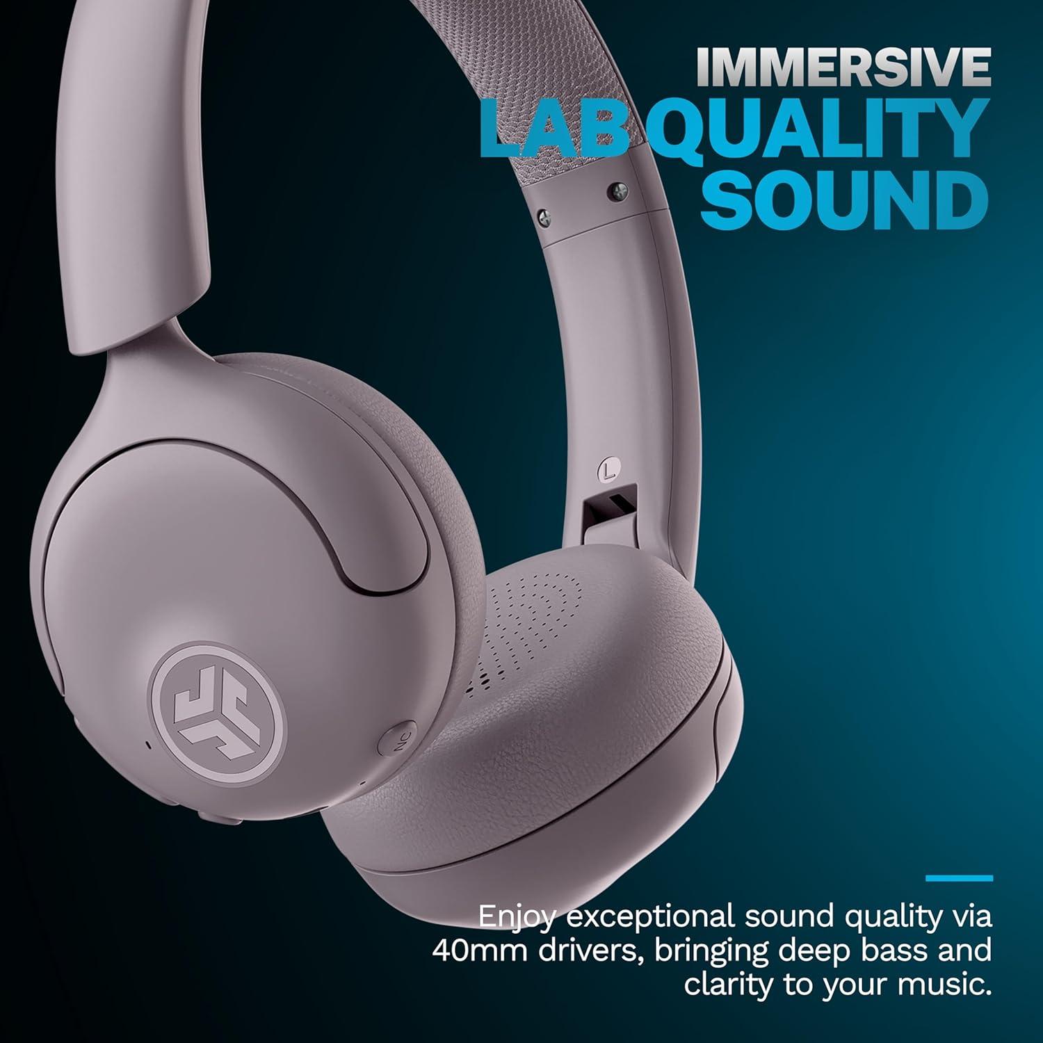 imageJLab Go Lux ANC Wireless Headphones Graphite Hybrid Active Noise Cancelling Premium OnEar Bluetooth Headset Customizable Sound Be Aware Mode Cloud Foam Comfort Multipoint ConnectionMauve