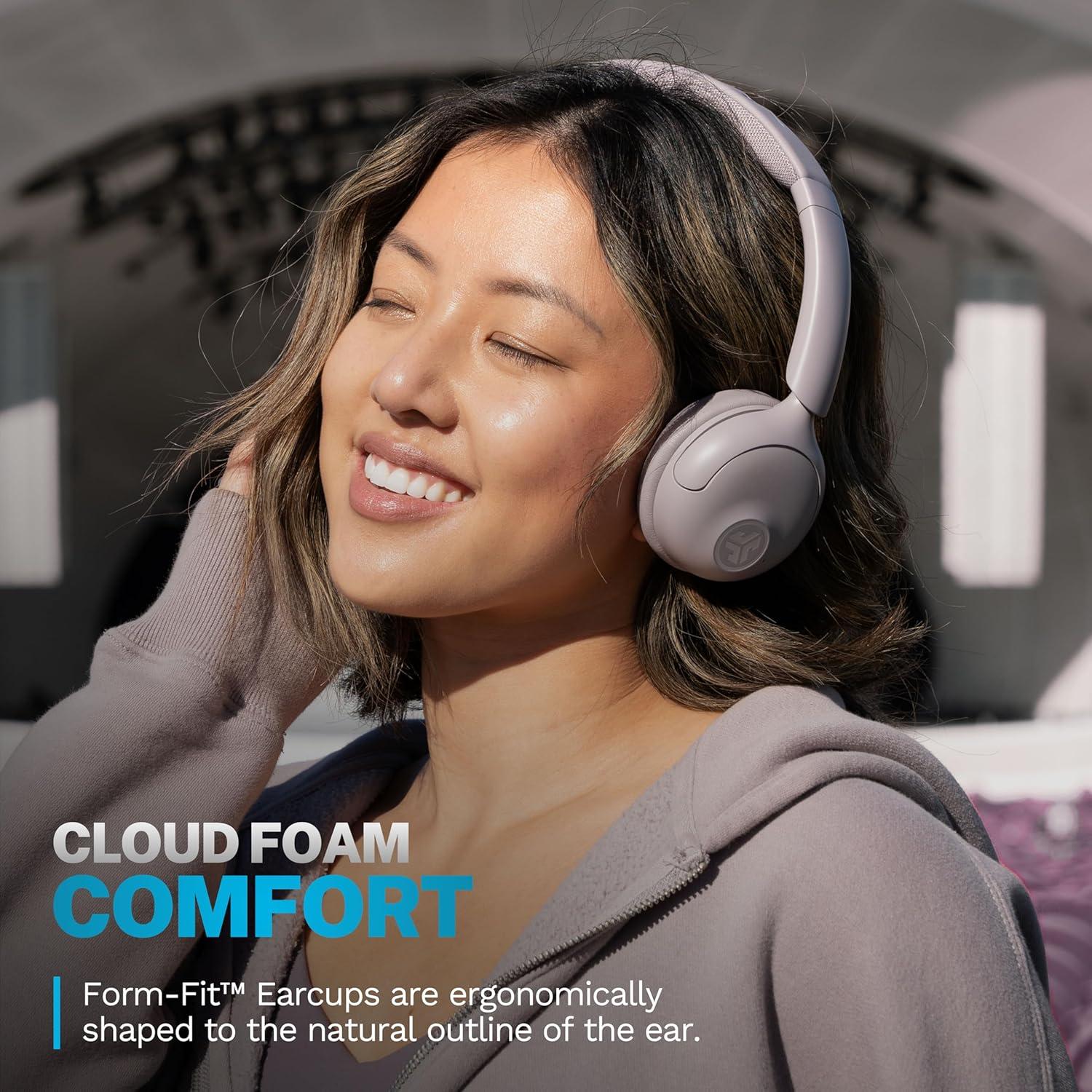 imageJLab Go Lux ANC Wireless Headphones Graphite Hybrid Active Noise Cancelling Premium OnEar Bluetooth Headset Customizable Sound Be Aware Mode Cloud Foam Comfort Multipoint ConnectionMauve