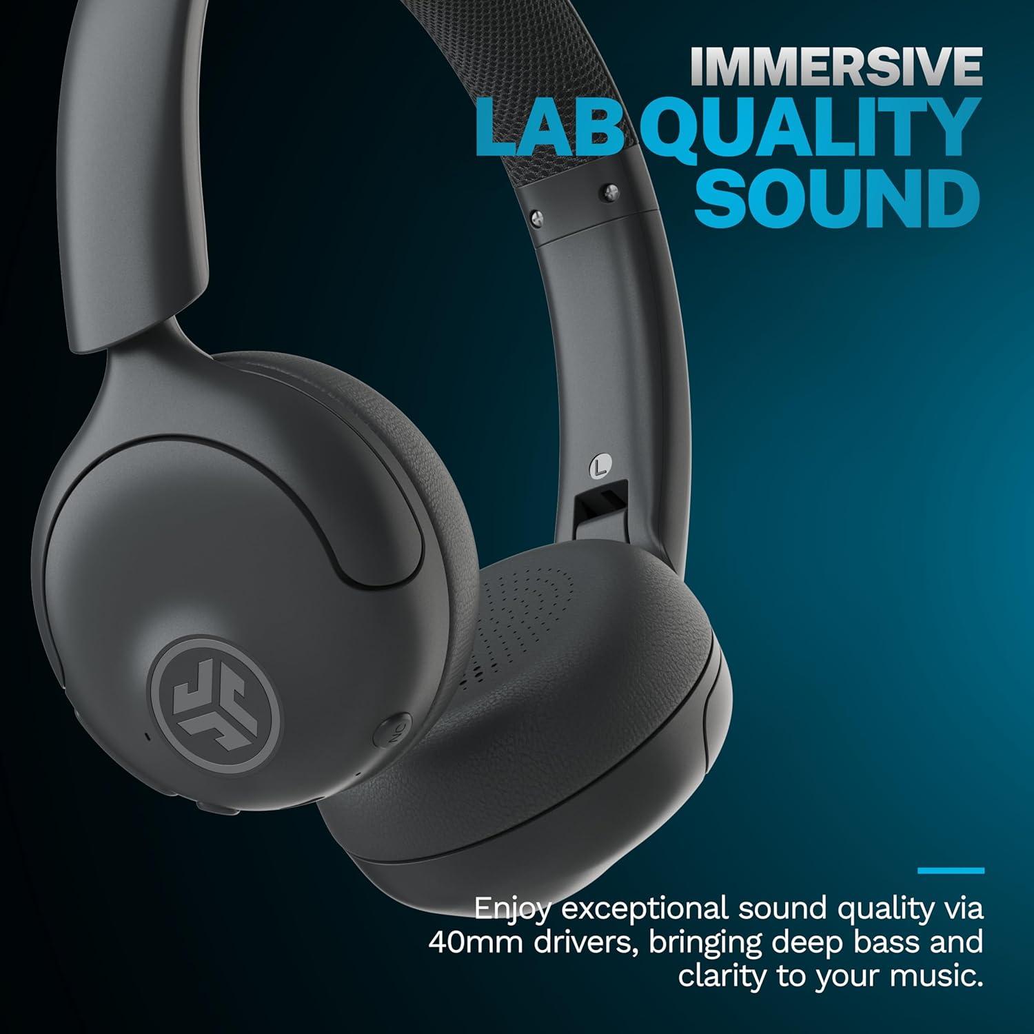 imageJLab Go Lux ANC Wireless Headphones Graphite Hybrid Active Noise Cancelling Premium OnEar Bluetooth Headset Customizable Sound Be Aware Mode Cloud Foam Comfort Multipoint ConnectionGraphite