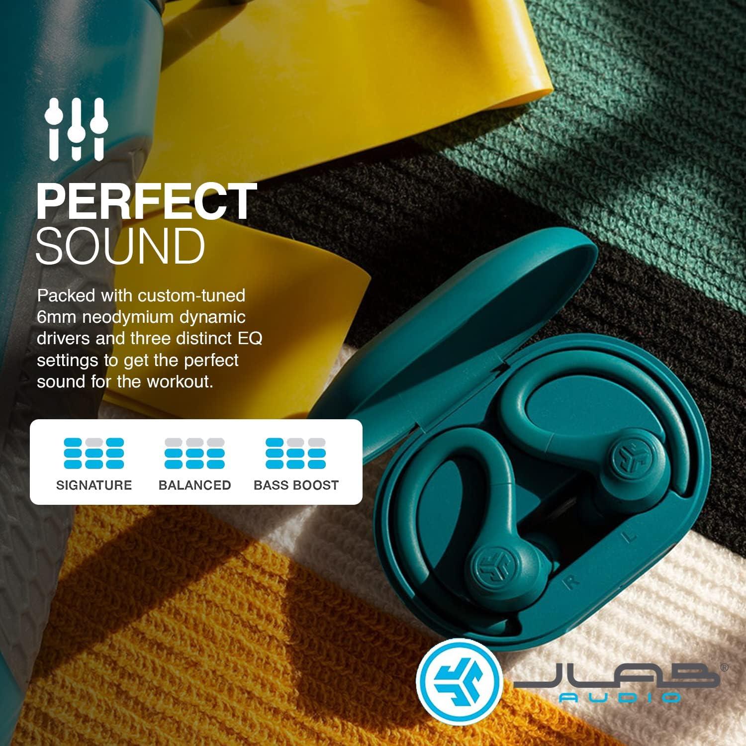 imageJLab Go Sport Wireless Workout Earbuds Featuring C3 Clear Calling Secure Earhook Sport Design 35 Hour Bluetooth Playtime and 3 EQ Sound Settings GraphiteTeal