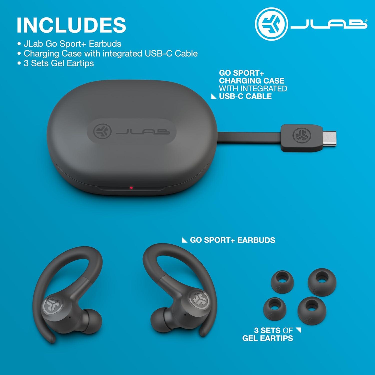 imageJLab Go Sport Wireless Workout Earbuds Featuring C3 Clear Calling Secure Earhook Sport Design 35 Hour Bluetooth Playtime and 3 EQ Sound Settings GraphiteGraphite