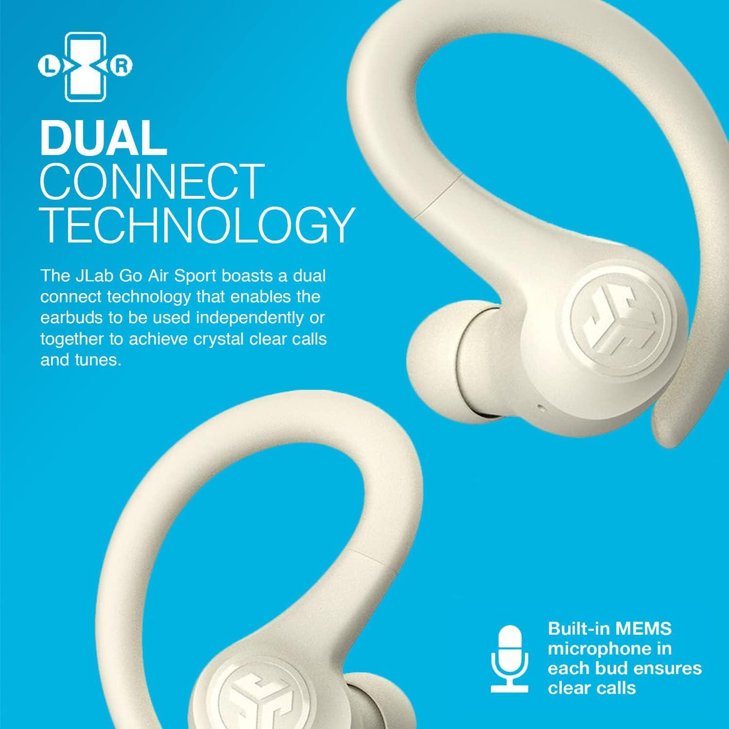 imageJLab Go Sport Wireless Workout Earbuds Featuring C3 Clear Calling Secure Earhook Sport Design 35 Hour Bluetooth Playtime and 3 EQ Sound Settings GraphiteSand