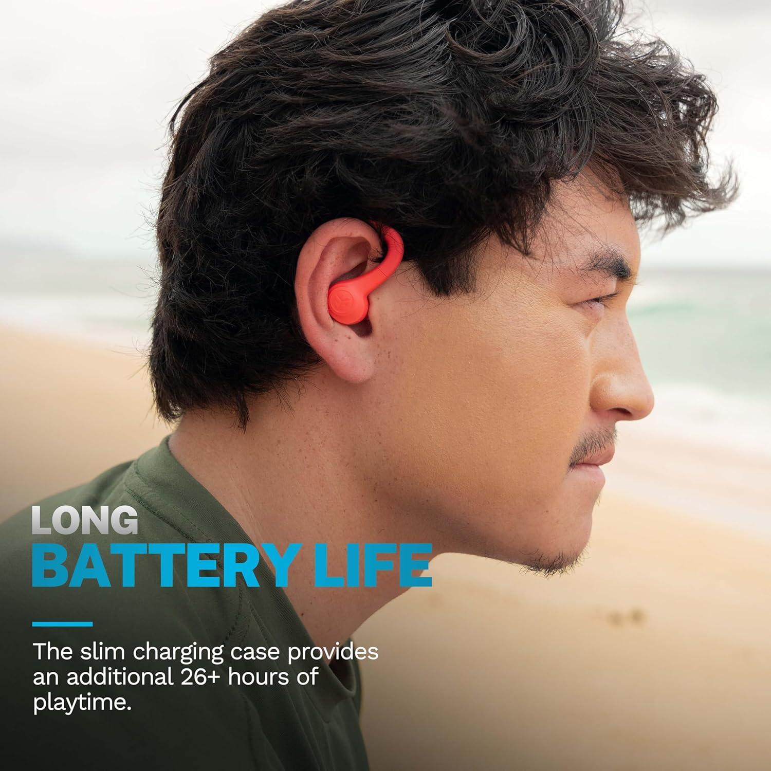 imageJLab Go Sport Wireless Workout Earbuds Featuring C3 Clear Calling Secure Earhook Sport Design 35 Hour Bluetooth Playtime and 3 EQ Sound Settings GraphiteCoral
