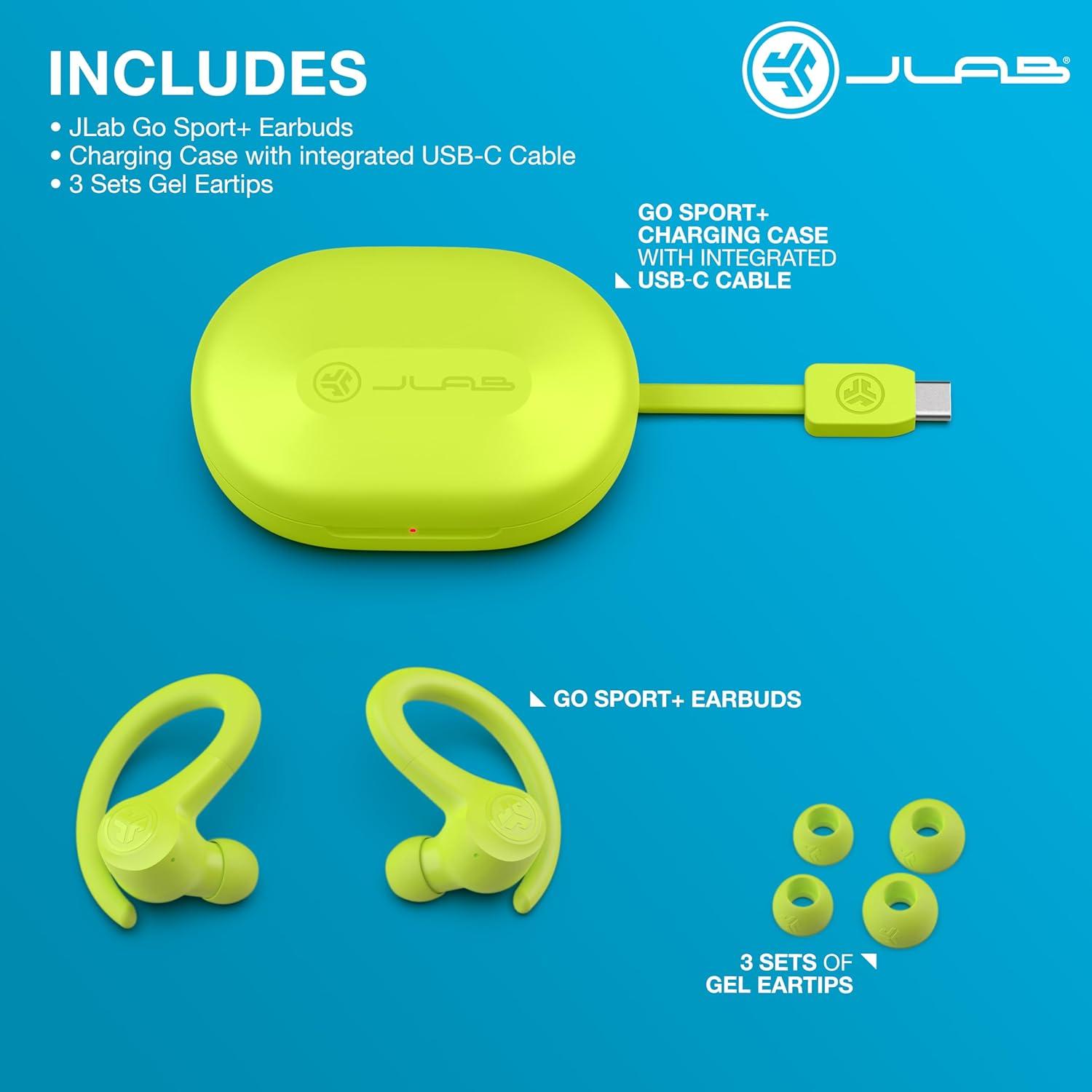 imageJLab Go Sport Wireless Workout Earbuds Featuring C3 Clear Calling Secure Earhook Sport Design 35 Hour Bluetooth Playtime and 3 EQ Sound Settings GraphiteYellow