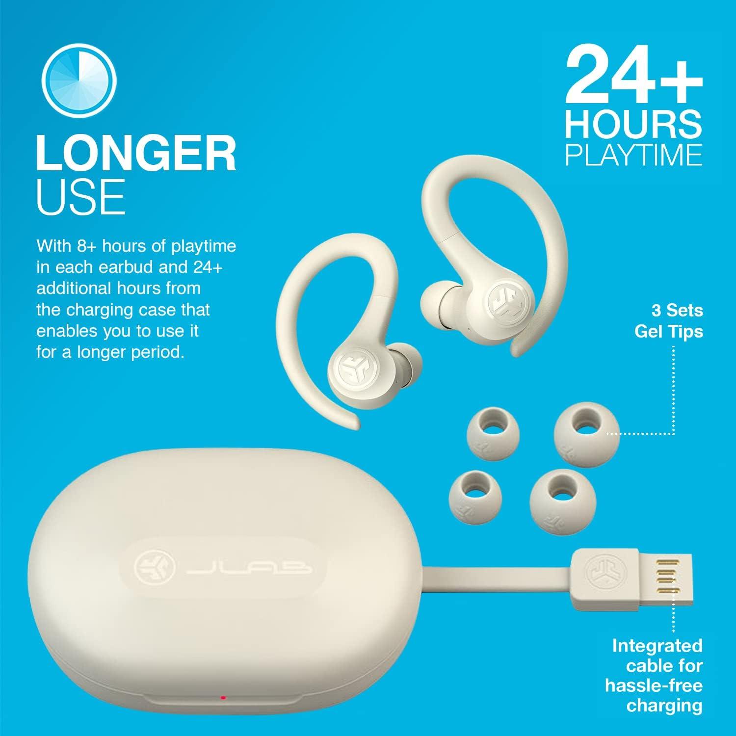 imageJLab Go Sport Wireless Workout Earbuds Featuring C3 Clear Calling Secure Earhook Sport Design 35 Hour Bluetooth Playtime and 3 EQ Sound Settings GraphiteSand