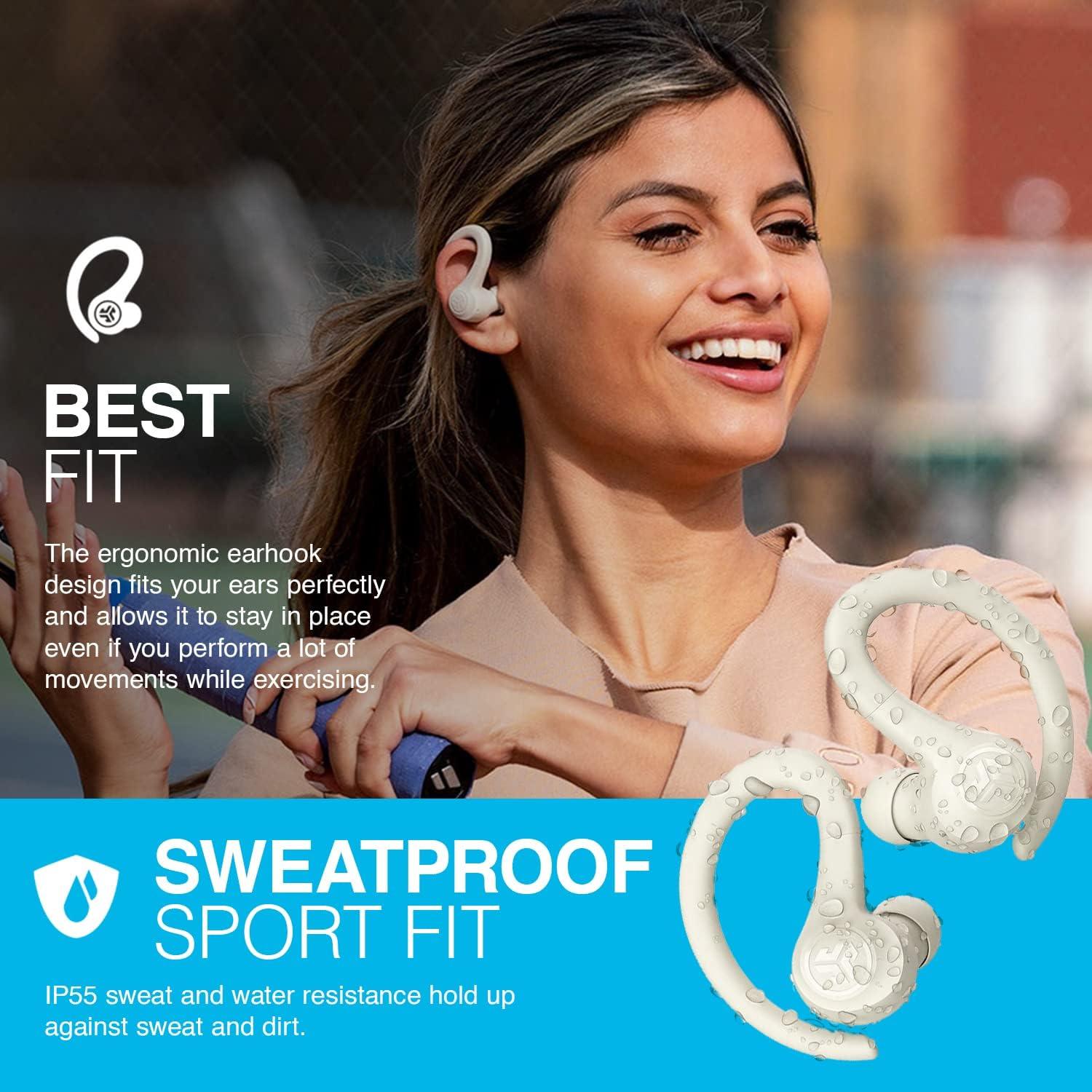 imageJLab Go Sport Wireless Workout Earbuds Featuring C3 Clear Calling Secure Earhook Sport Design 35 Hour Bluetooth Playtime and 3 EQ Sound Settings GraphiteSand