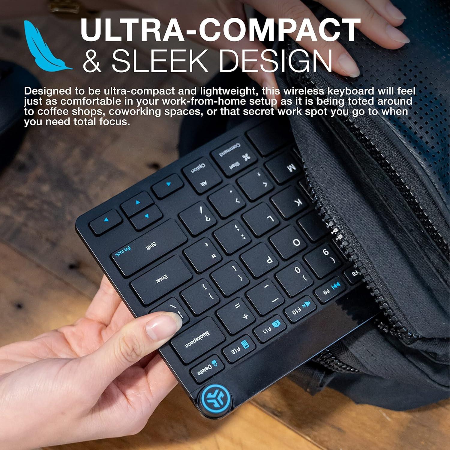 imageJLab Go Wireless Keyboard Black Connect Via Bluetooth or USB Wireless Dongle MultiDevice UltraCompact for a Minimalist or Portable SetUp 1 Pack1 Pack