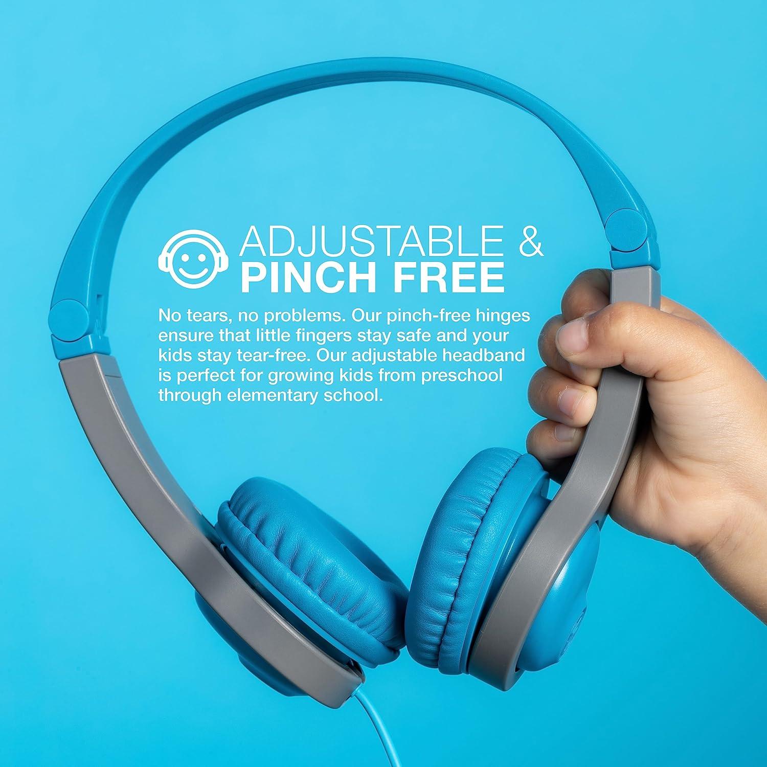 imageJLab JBuddies Folding Kids Wired Headphones Gen 2 PinkGrey Toddler Headphones Noise Isolation Kids Safe Volume Limiting for Children Ages 2BlueGrey