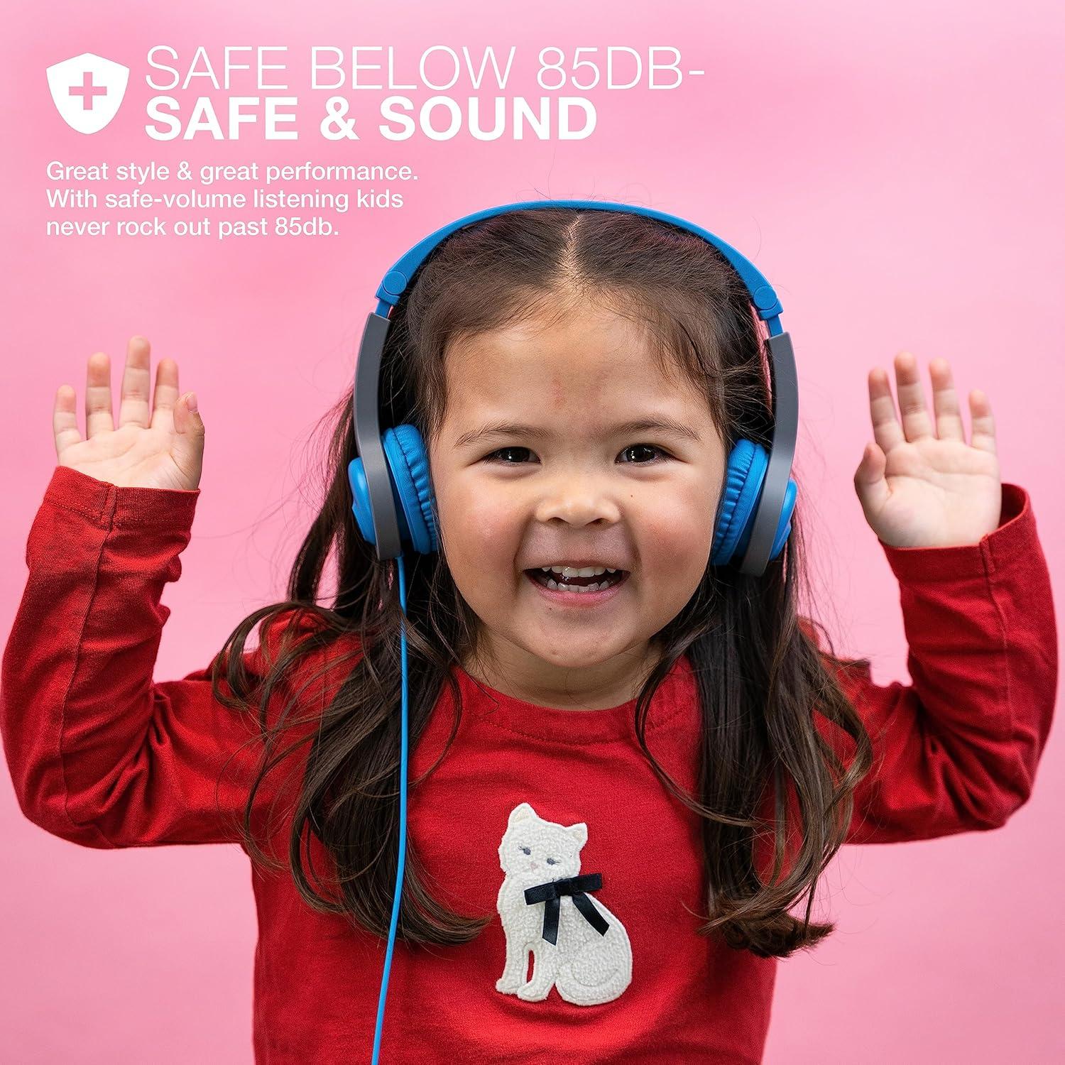 imageJLab JBuddies Folding Kids Wired Headphones Gen 2 PinkGrey Toddler Headphones Noise Isolation Kids Safe Volume Limiting for Children Ages 2BlueGrey