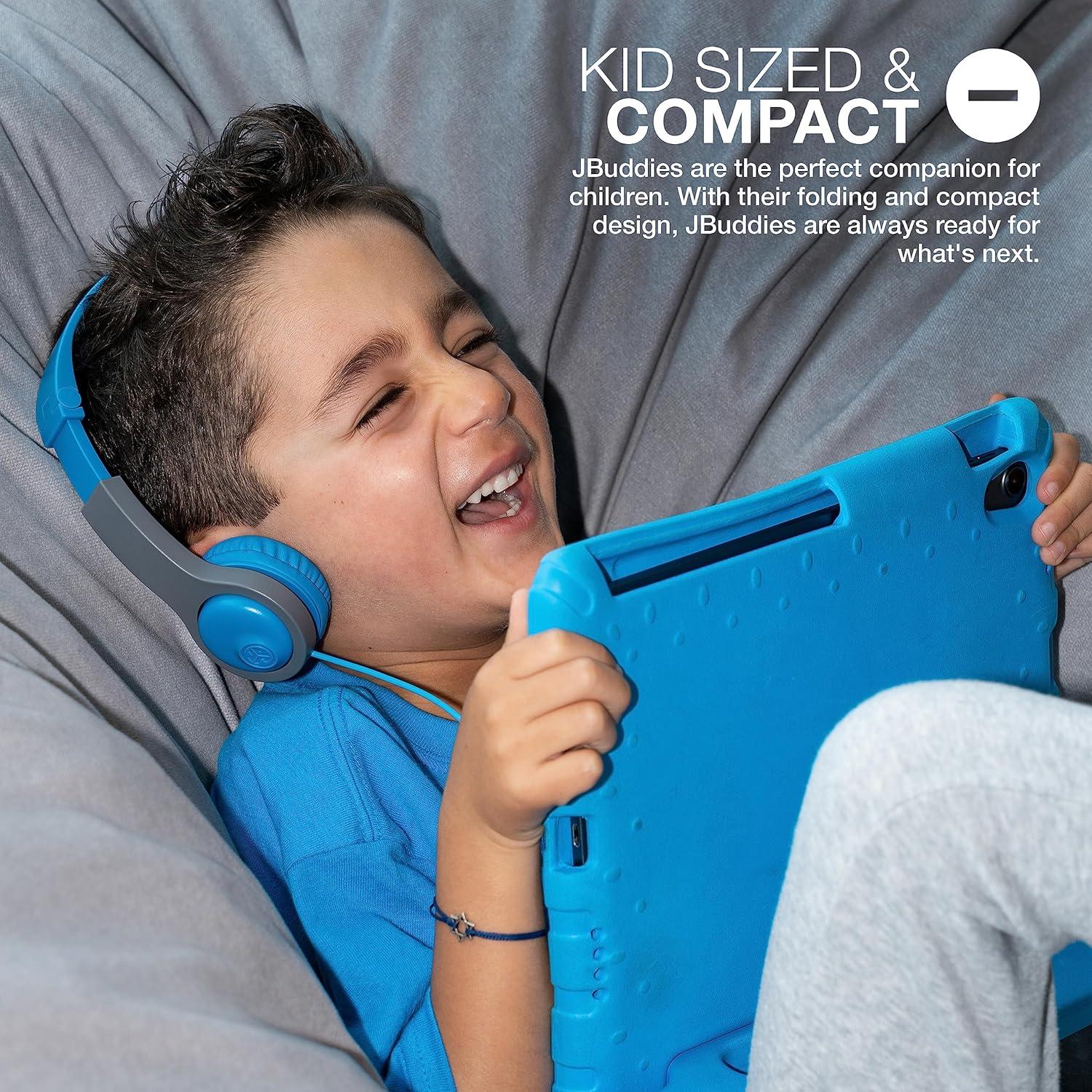imageJLab JBuddies Folding Kids Wired Headphones Gen 2 PinkGrey Toddler Headphones Noise Isolation Kids Safe Volume Limiting for Children Ages 2BlueGrey