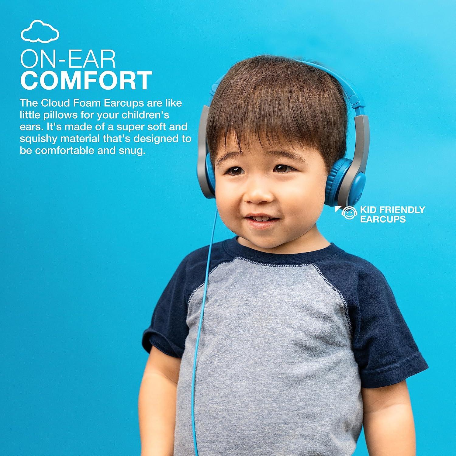imageJLab JBuddies Folding Kids Wired Headphones Gen 2 PinkGrey Toddler Headphones Noise Isolation Kids Safe Volume Limiting for Children Ages 2BlueGrey