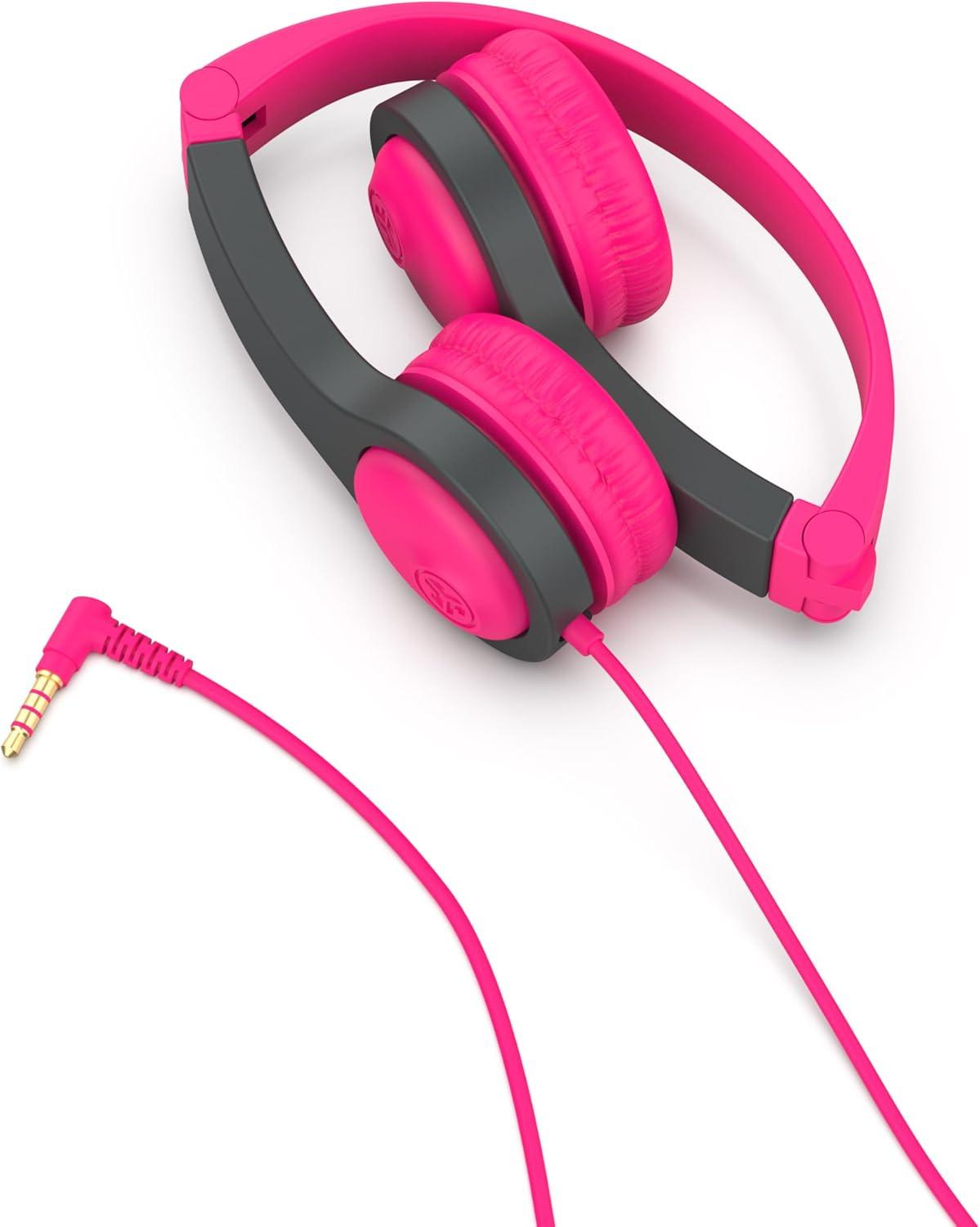 imageJLab JBuddies Folding Kids Wired Headphones Gen 2 PinkGrey Toddler Headphones Noise Isolation Kids Safe Volume Limiting for Children Ages 2PinkGrey