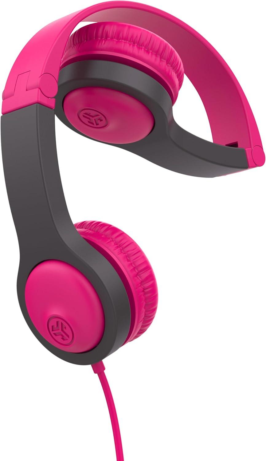 imageJLab JBuddies Folding Kids Wired Headphones Gen 2 PinkGrey Toddler Headphones Noise Isolation Kids Safe Volume Limiting for Children Ages 2PinkGrey