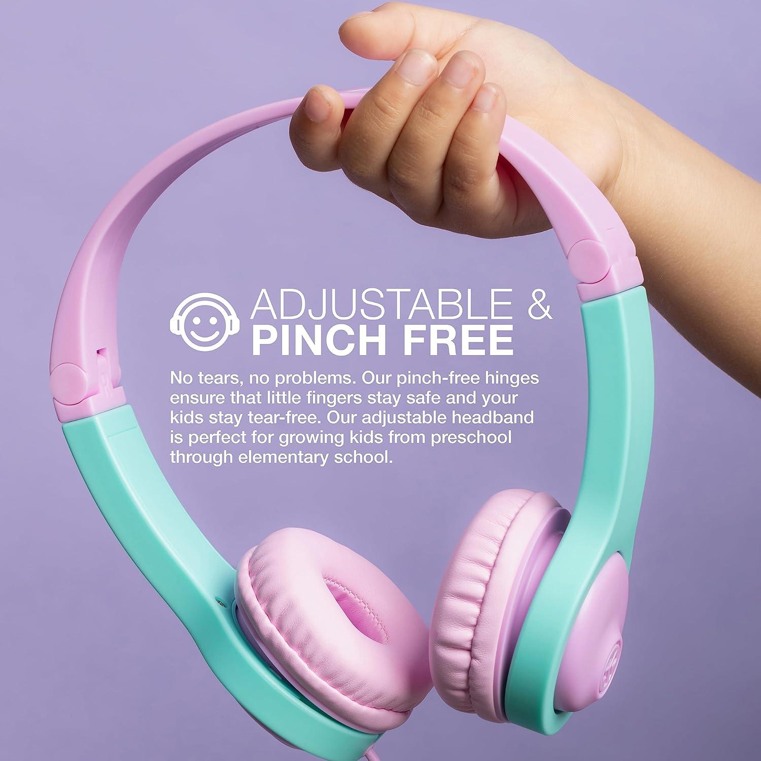 imageJLab JBuddies Folding Kids Wired Headphones Gen 2 PinkGrey Toddler Headphones Noise Isolation Kids Safe Volume Limiting for Children Ages 2PinkTeal