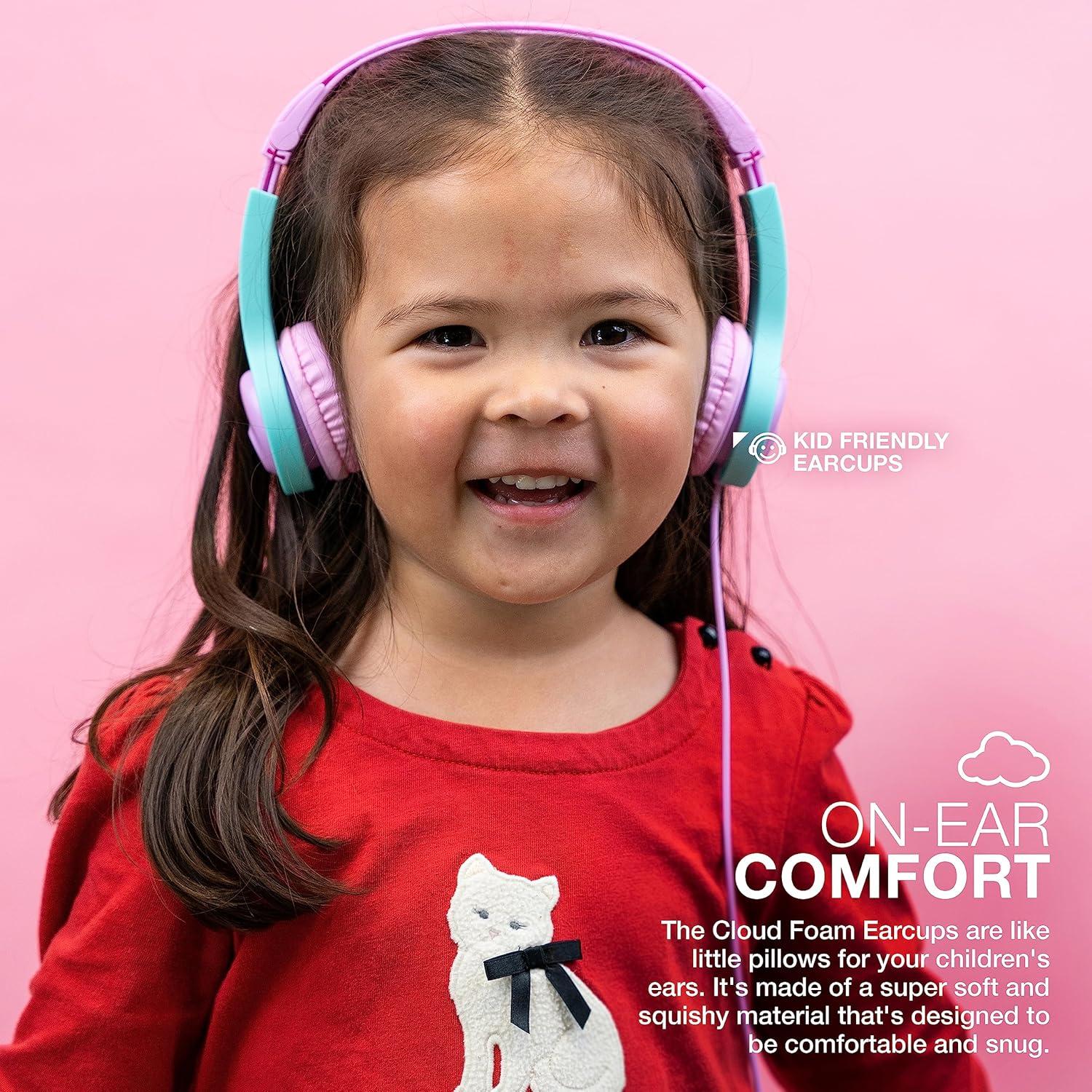 imageJLab JBuddies Folding Kids Wired Headphones Gen 2 PinkGrey Toddler Headphones Noise Isolation Kids Safe Volume Limiting for Children Ages 2PinkTeal