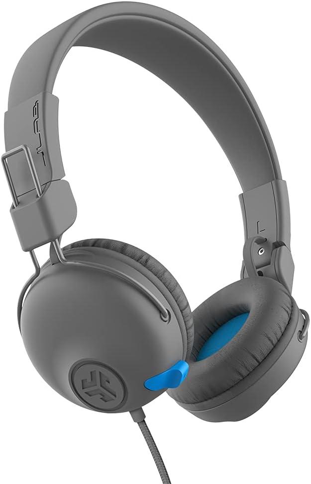 imageJLab JBuddies Learn OnEar Kids Headphones Retractable Boom Mic Builtin Volume Regulators for Safety Folding Adjustable Great for Schooling Homework and Virtual Classes