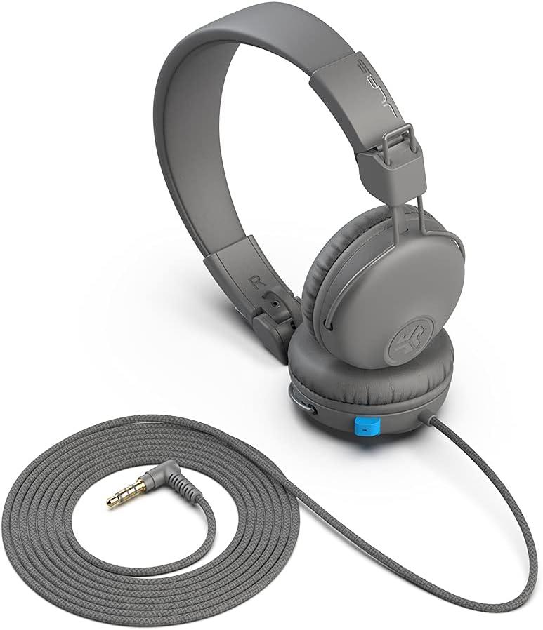 imageJLab JBuddies Learn OnEar Kids Headphones Retractable Boom Mic Builtin Volume Regulators for Safety Folding Adjustable Great for Schooling Homework and Virtual Classes
