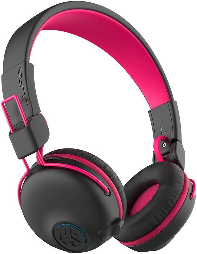 imageJLab JBuddies Play Gaming Wireless Kids Headset Blue 22 Hour Bluetooth 5 Playtime 60ms SuperLow Latency for Mobile Gameplay Retractable Boom Mic AUX Cord Compatible wGaming ConsolesPink