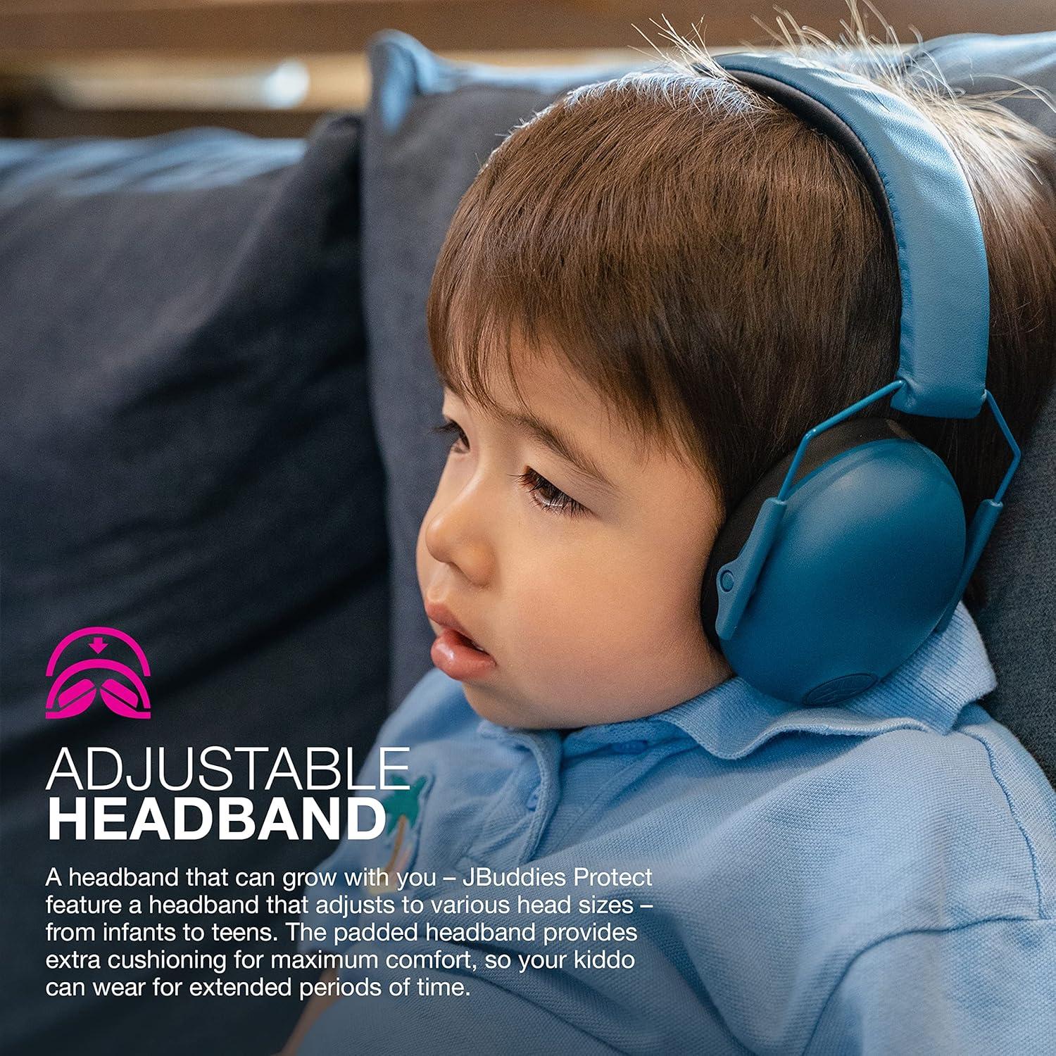 imageJLab JBuddies Protect Earmuffs Adjustable Headband for Infants to Teens Hearing ProtectionNavy Blue