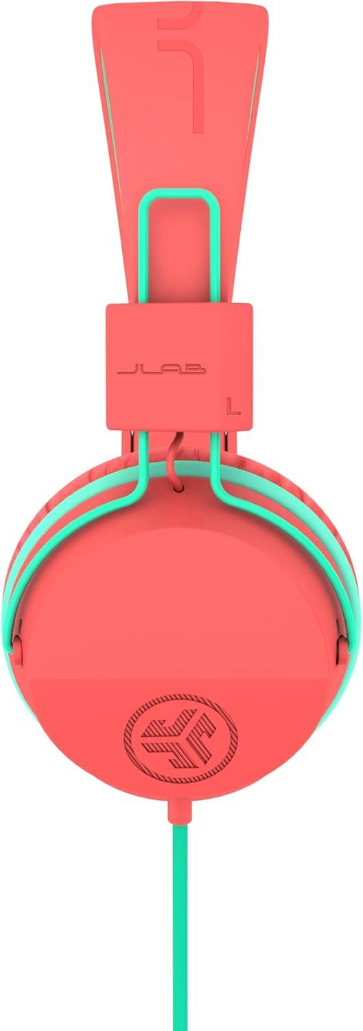 imageJLab JBuddies Studio OnEar Kids Wired Headphones GraphitePurple Toddler Headphones Kid Safe Studio Volume Safe Volume Limiter Folding Adjustable Noise Isolation with MicPeach