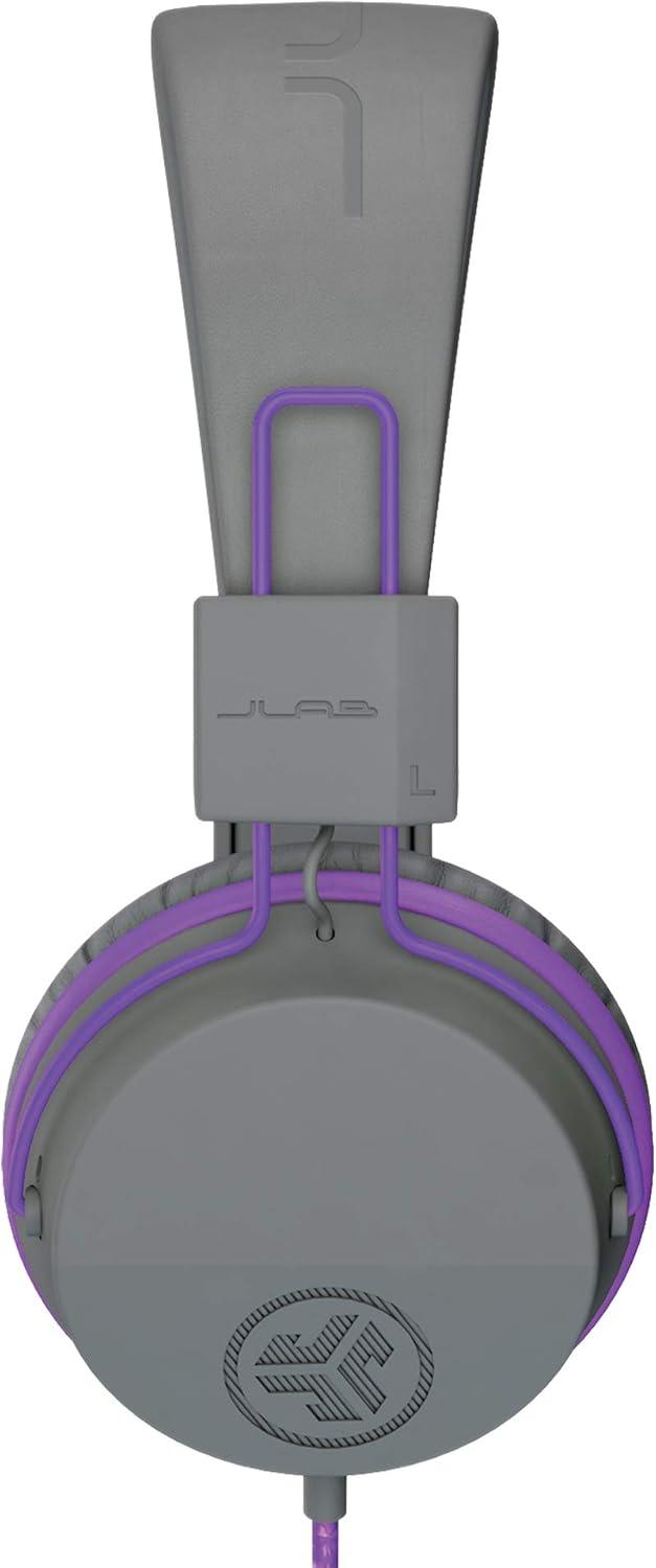 imageJLab JBuddies Studio OnEar Kids Wired Headphones GraphitePurple Toddler Headphones Kid Safe Studio Volume Safe Volume Limiter Folding Adjustable Noise Isolation with MicGraphite  Purple
