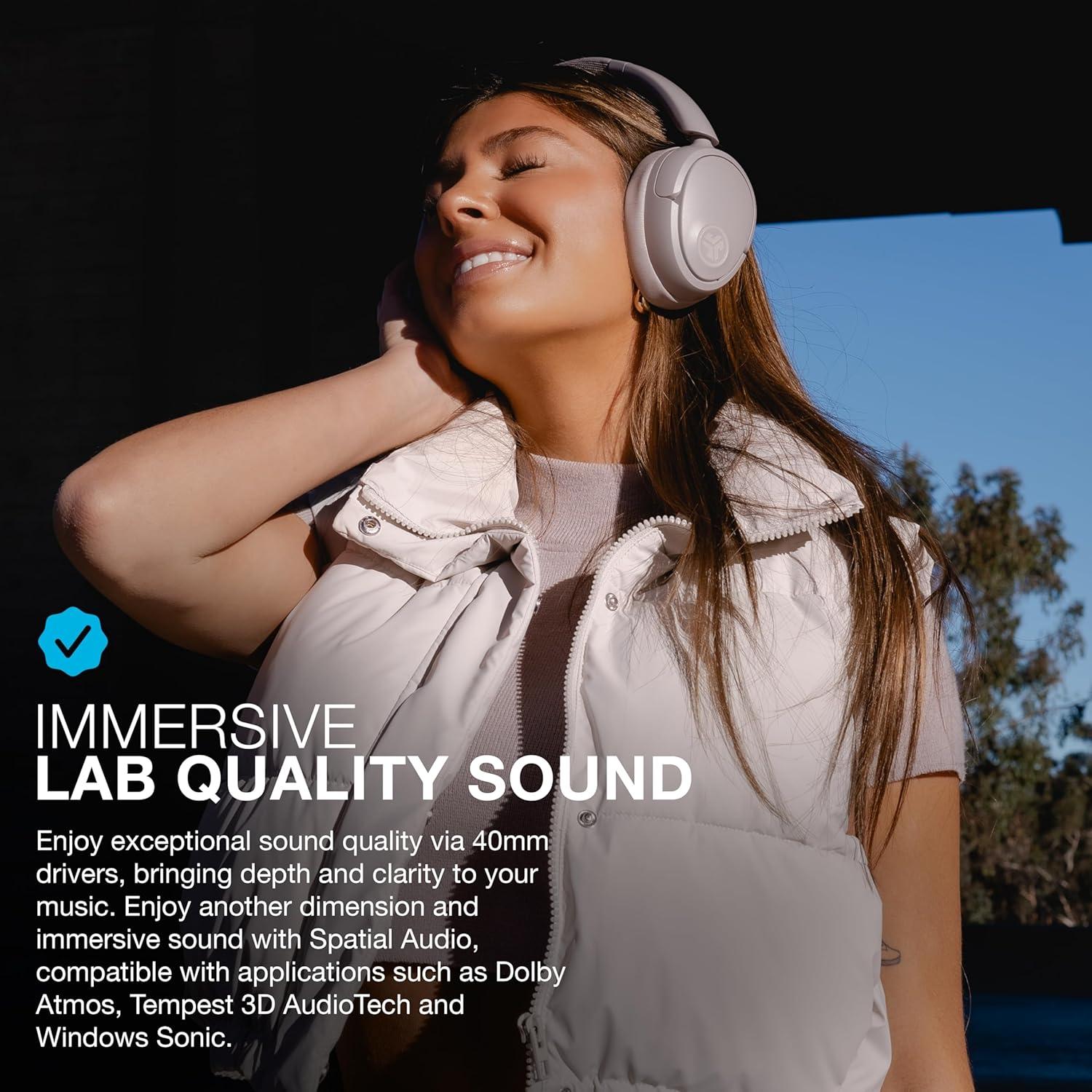 imageJLab JBuds Lux ANC Wireless Headphones Mauve Hybrid Active Noise Cancelling Customizable Sound Spatial Audio Compatible Premium OverEar Bluetooth HeadsetMauve