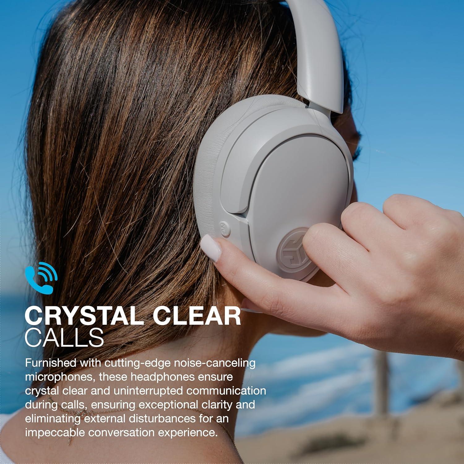 imageJLab JBuds Lux ANC Wireless Headphones Mauve Hybrid Active Noise Cancelling Customizable Sound Spatial Audio Compatible Premium OverEar Bluetooth HeadsetCloud White