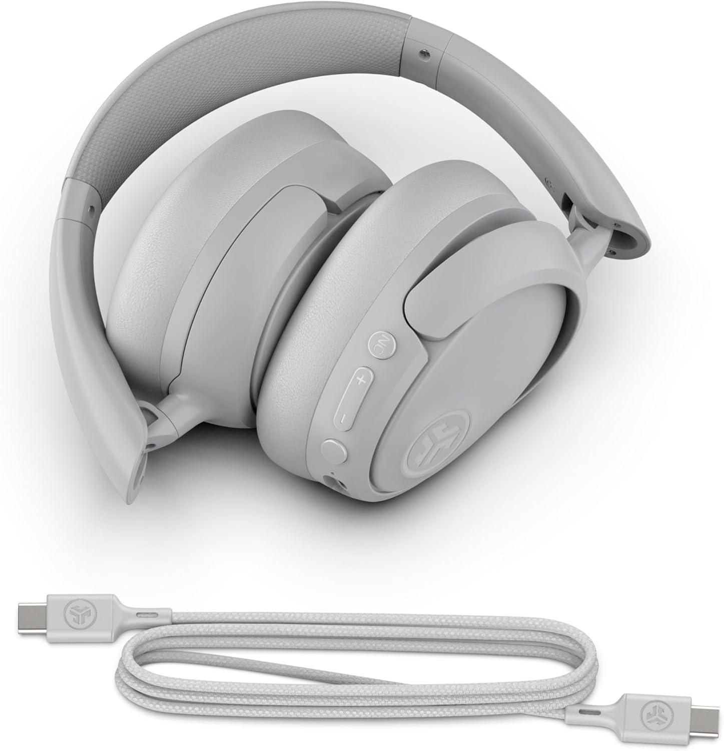 imageJLab JBuds Lux ANC Wireless Headphones Mauve Hybrid Active Noise Cancelling Customizable Sound Spatial Audio Compatible Premium OverEar Bluetooth HeadsetCloud White